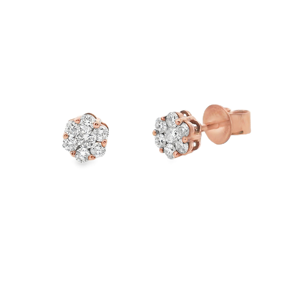 9ct Rose Gold Diamond Cluster Studs