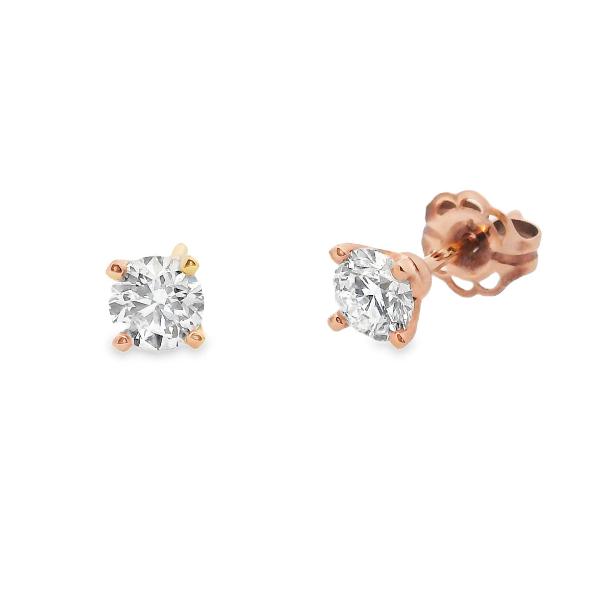 18ct Rose Gold 2=1.00ct Diamond Studs