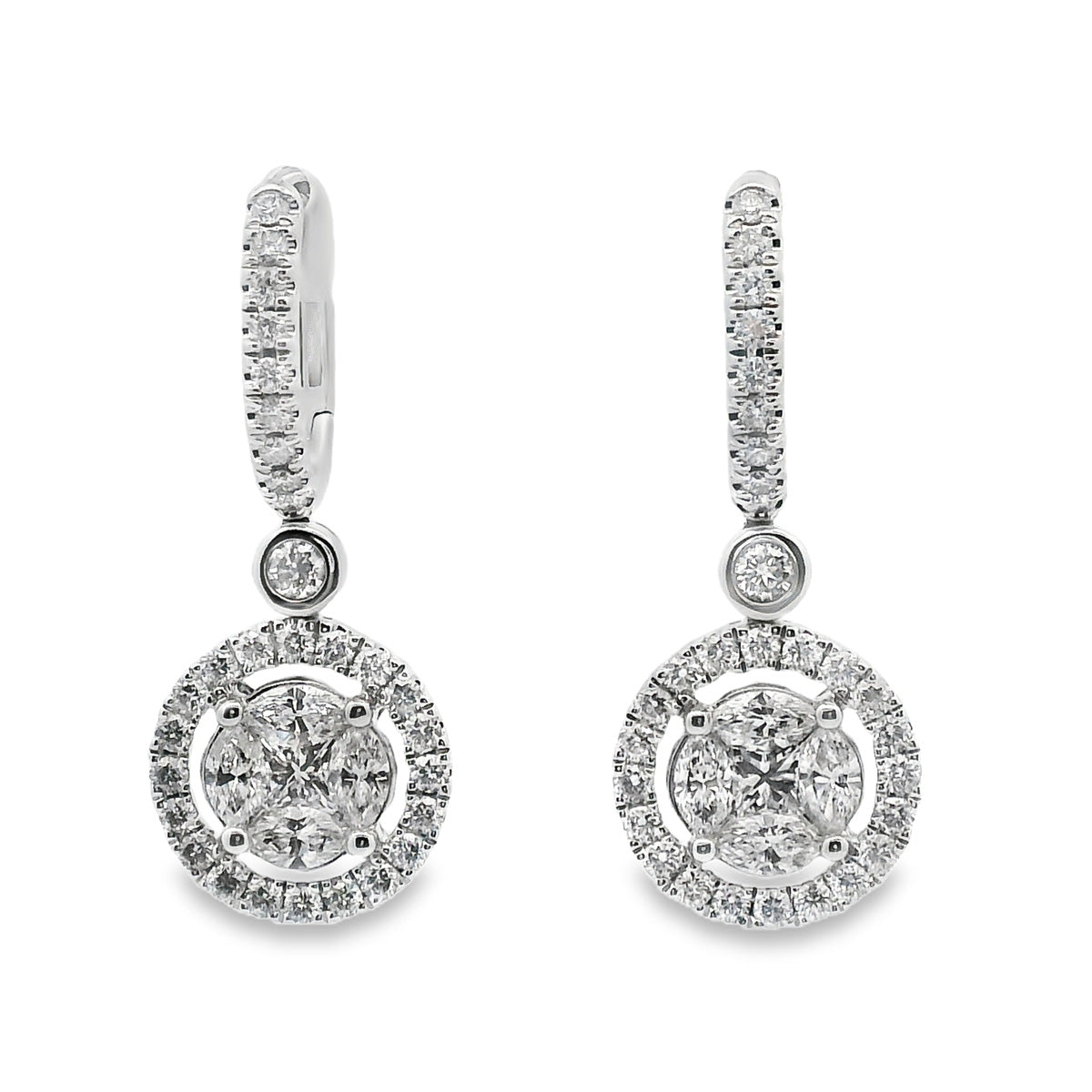 18ct White Gold Illusion Set Diamond Drops
