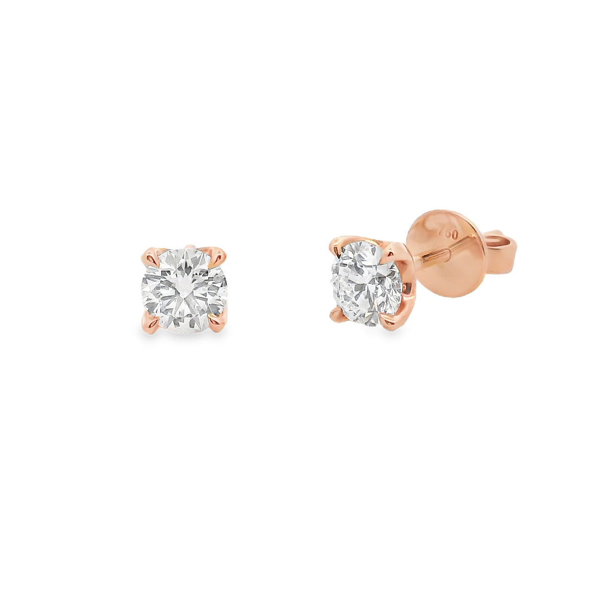 18ct Rose Gold 2=0.80ct Diamond Studs