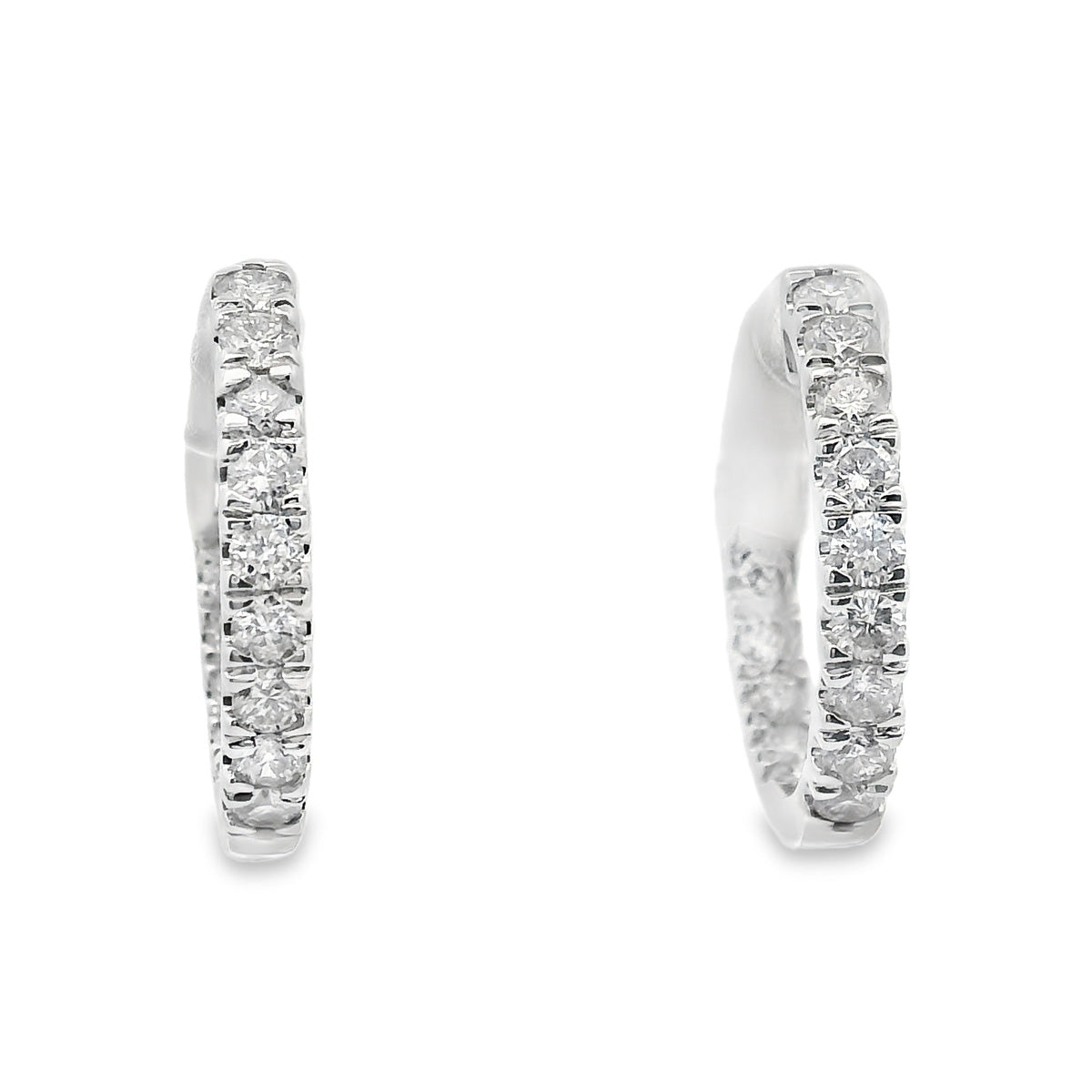 9ct White Gold Diamond Huggies