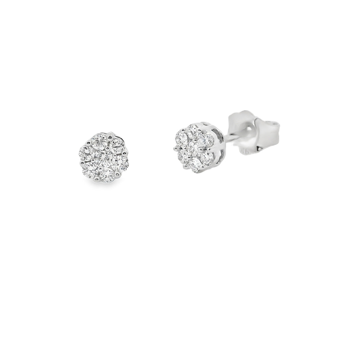 9ct White Gold Diamond Cluster Studs
