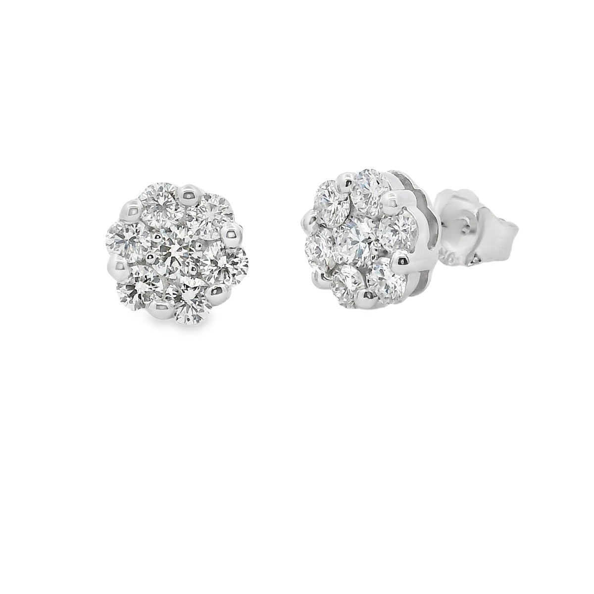 9ct White Gold Diamond Cluster Studs