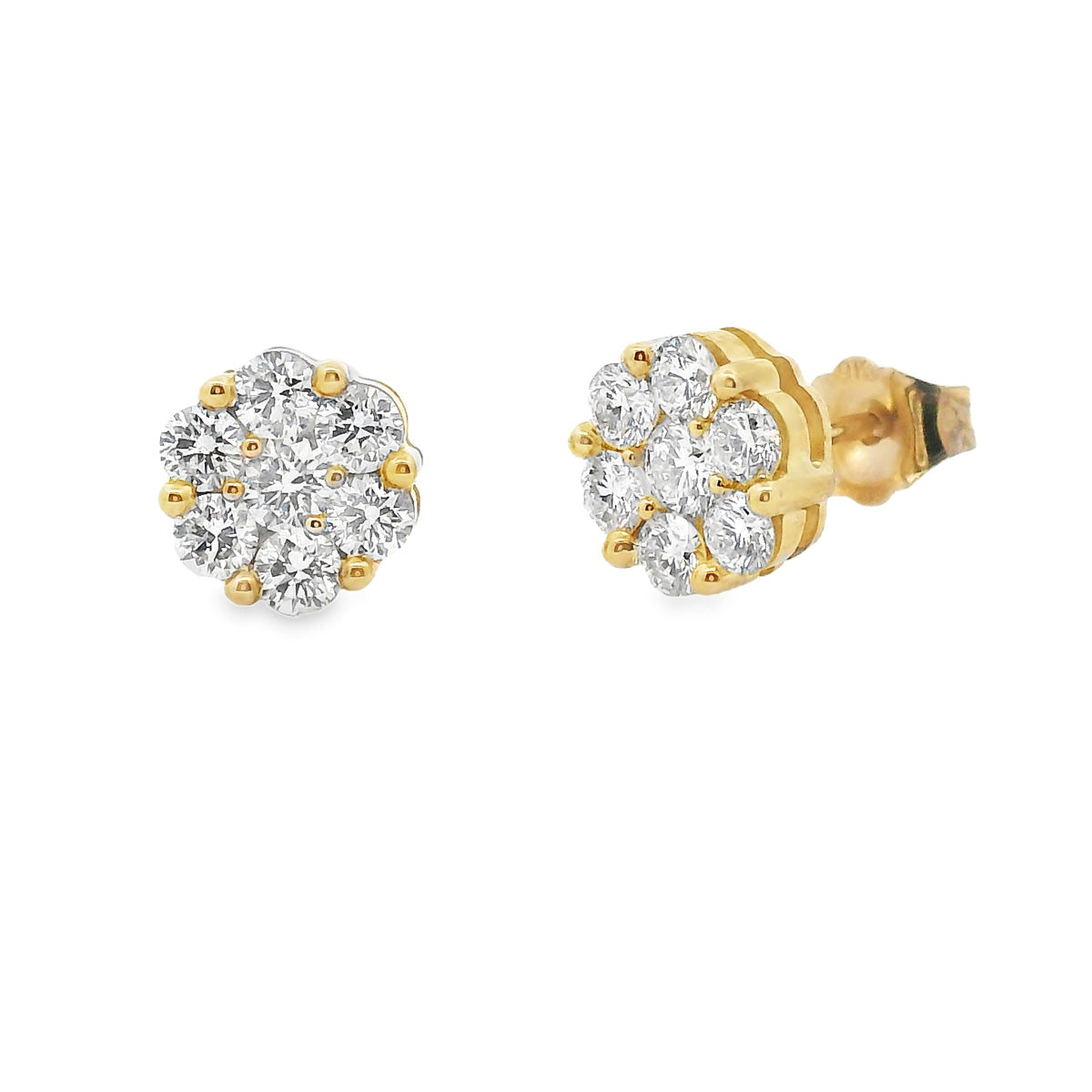 9ct Yellow Gold Diamond Cluster Studs