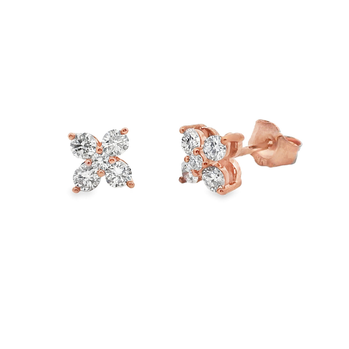 9ct Rose Gold Diamond Cluster Studs