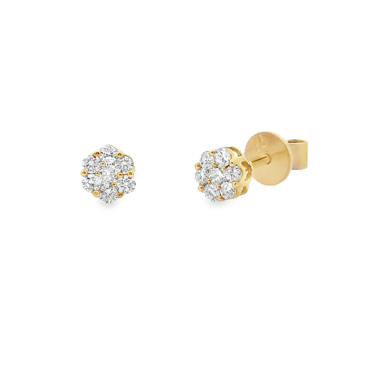 9ct Yellow Gold Diamond Cluster Studs