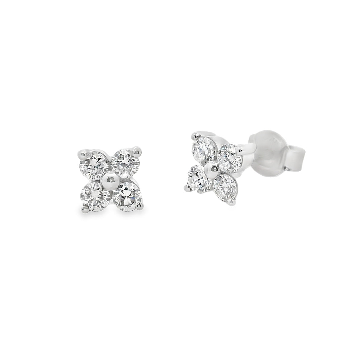 9ct White Gold Diamond Cluster Studs