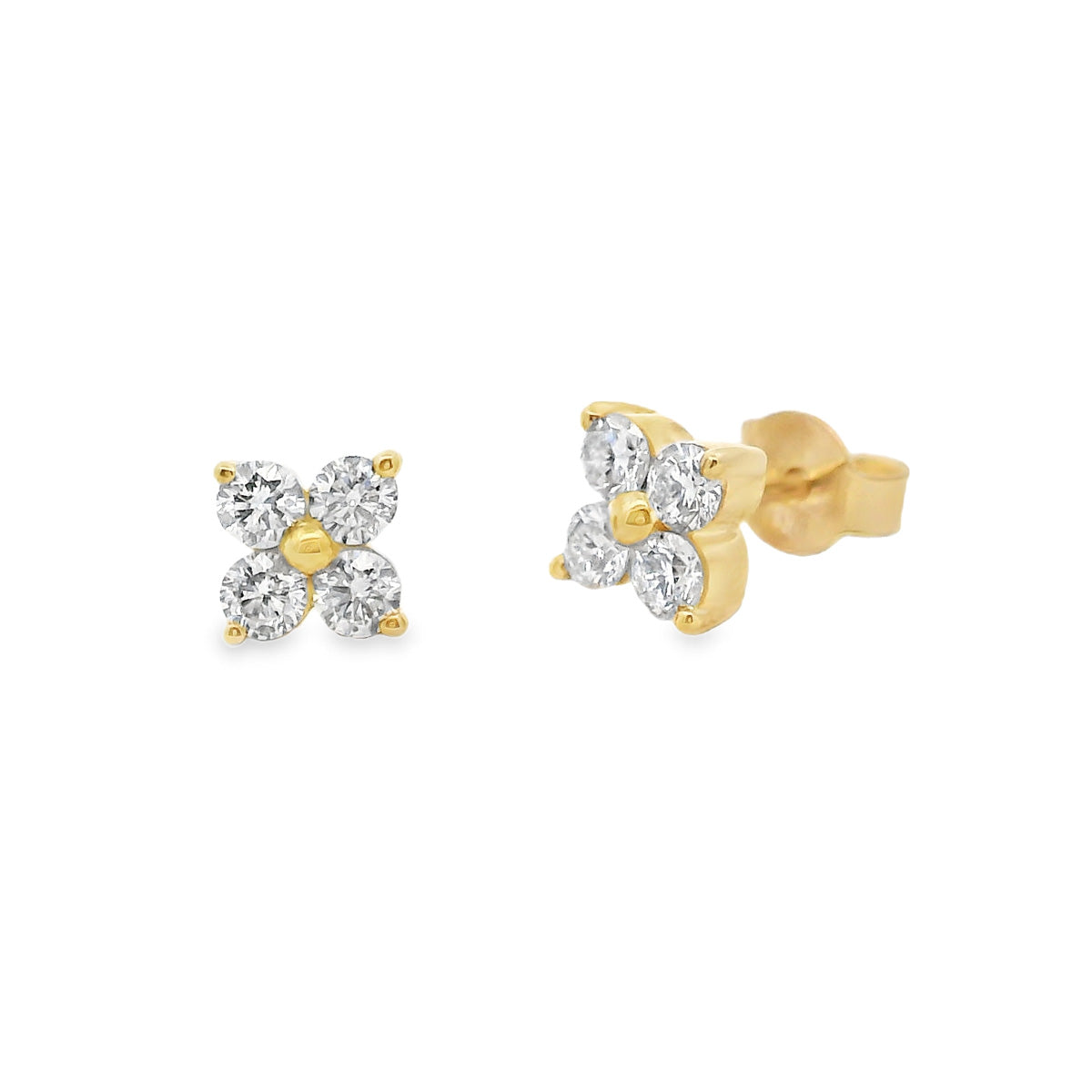 9ct Yellow Gold Diamond Cluster Studs