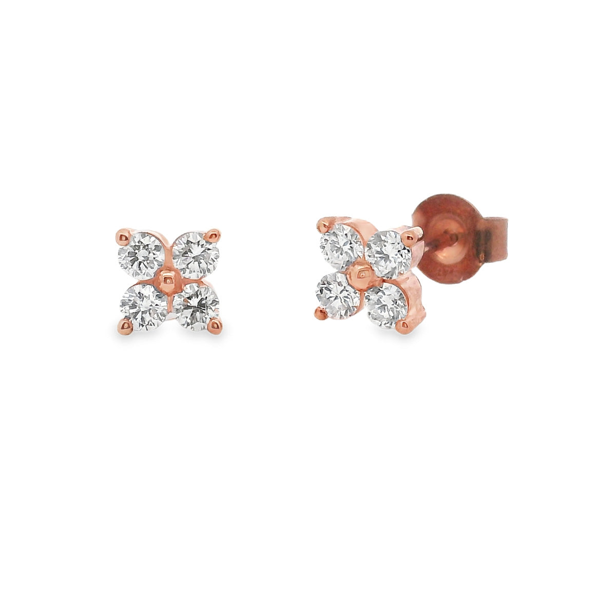 9ct Rose Gold Diamond Cluster Studs