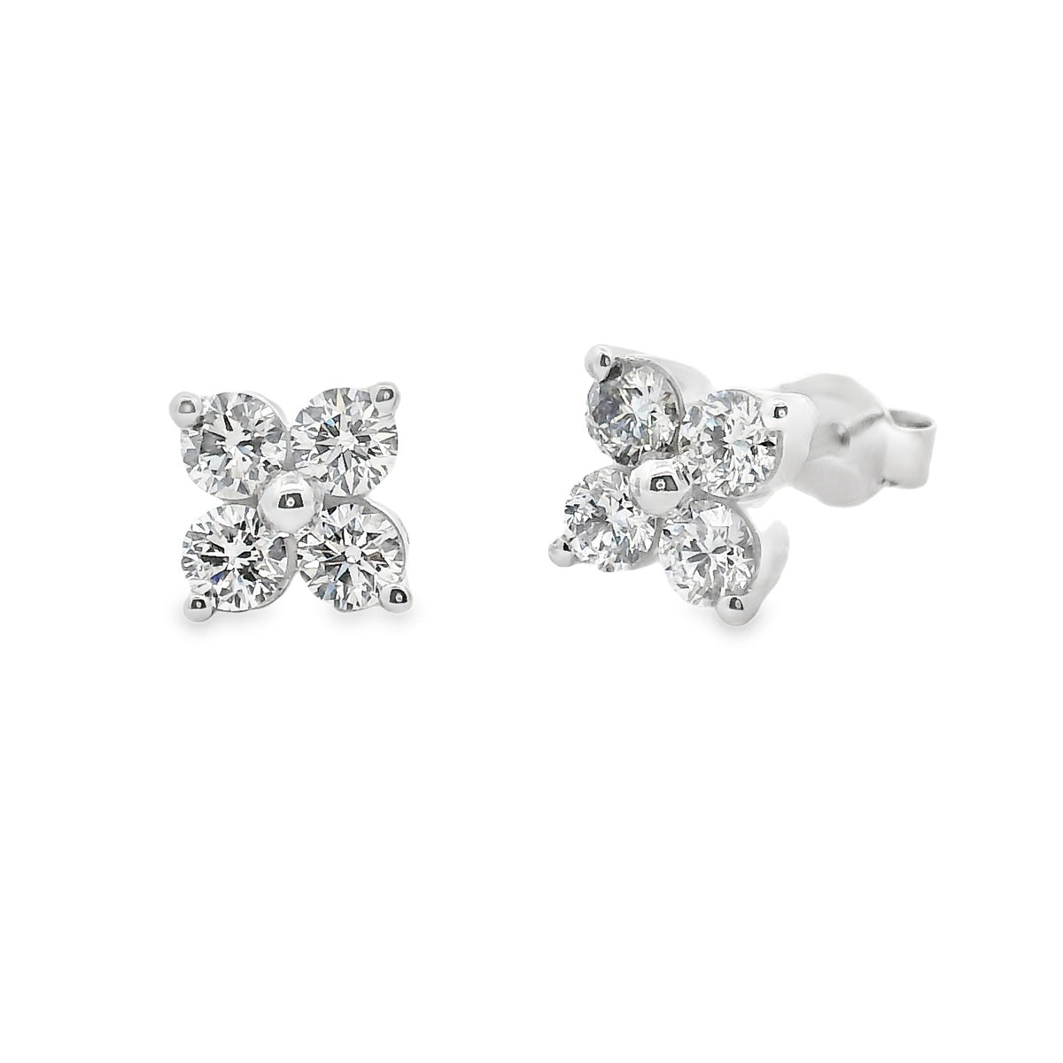 9ct White Gold Diamond Cluster Studs