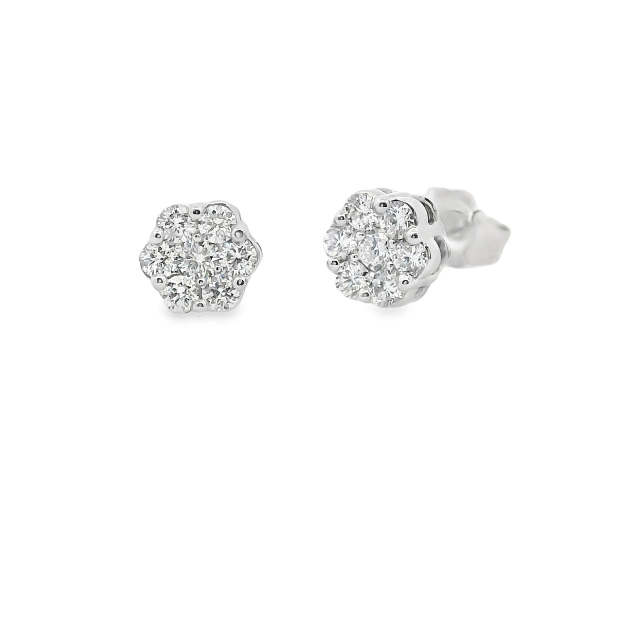 9ct White Gold Diamond Cluster Studs