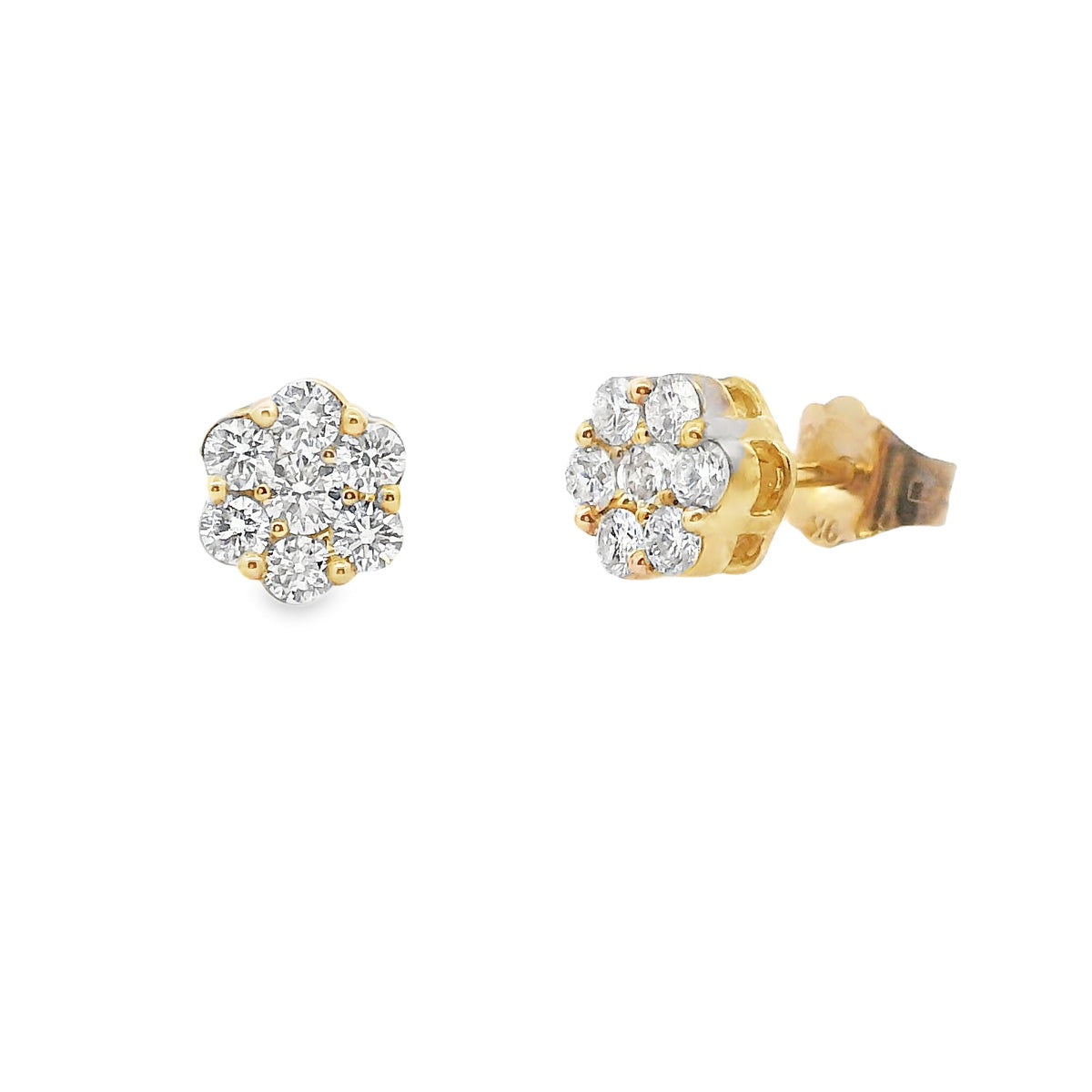 9ct Yellow Gold Diamond Cluster Studs