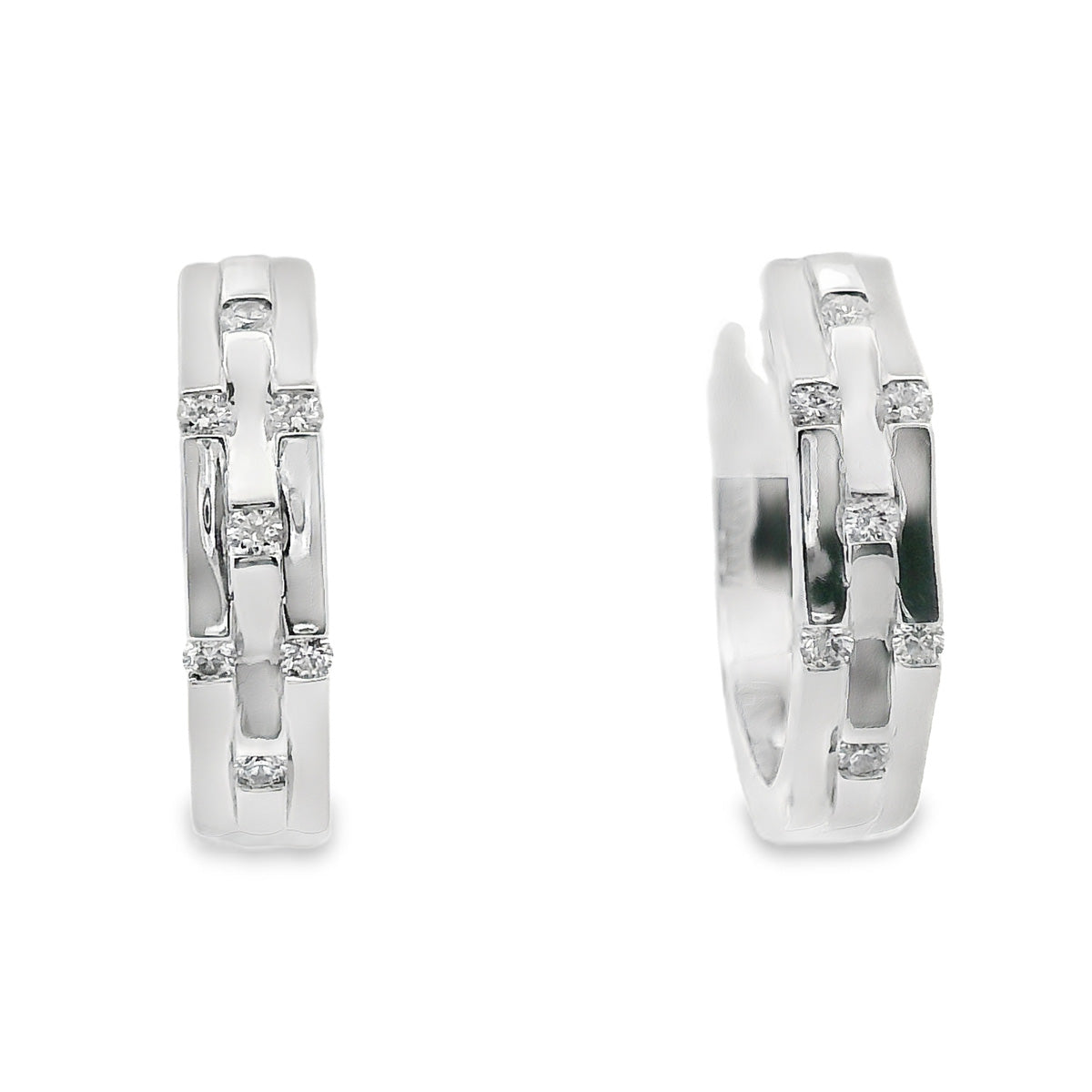 9ct White Gold Diamond Huggies