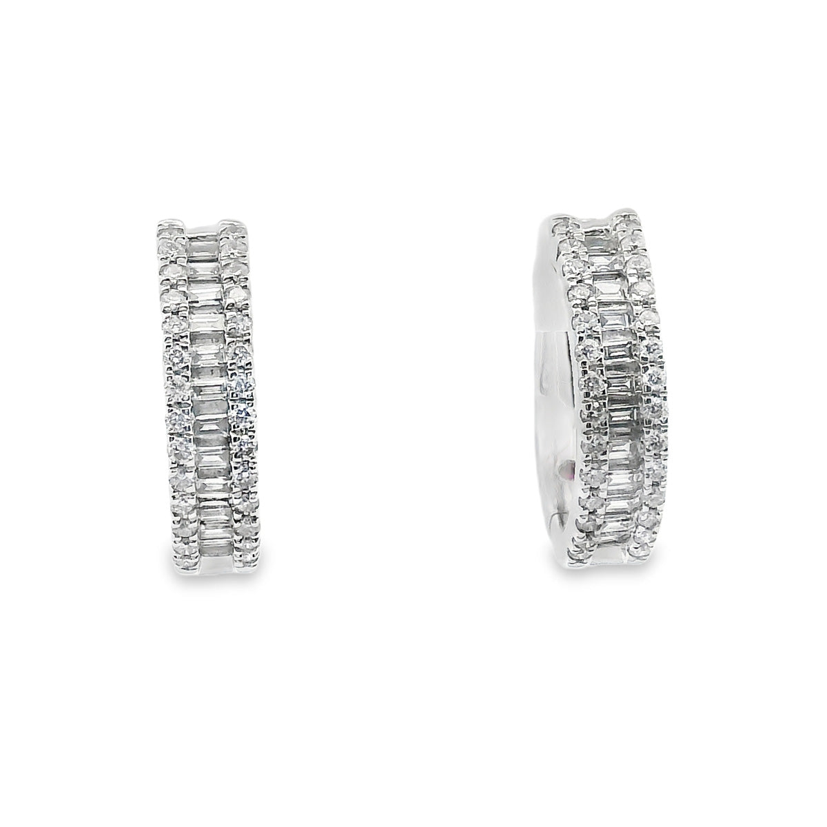 14ct White Gold Diamond Hoop Earrings