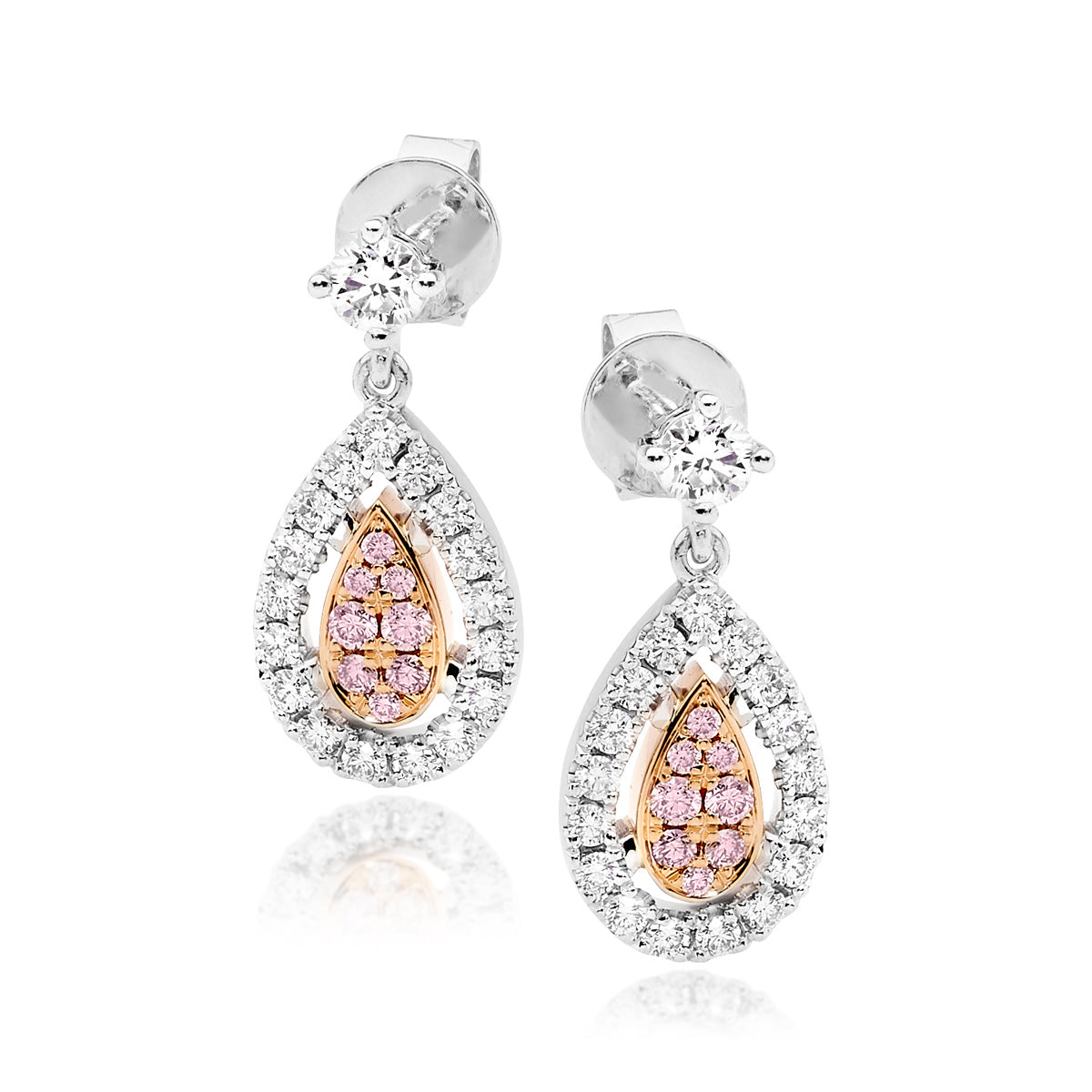 18ct White & Rose Gold Argyle Pink Diamond Drops