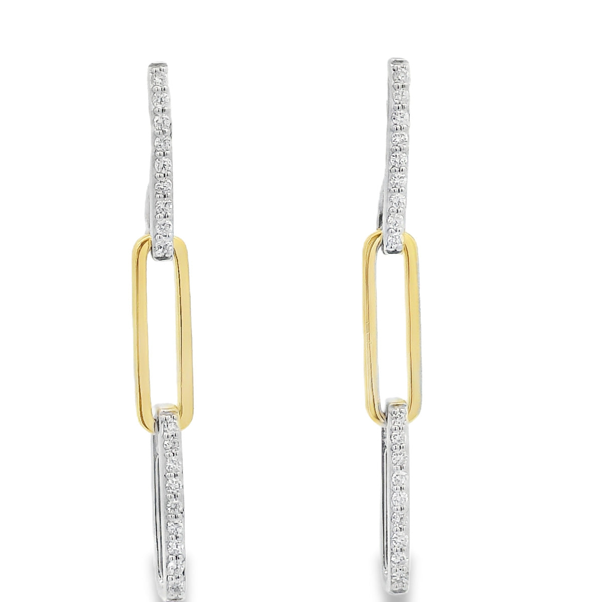 9ct Yellow & White Gold Diamond Set Paper Clip Drops