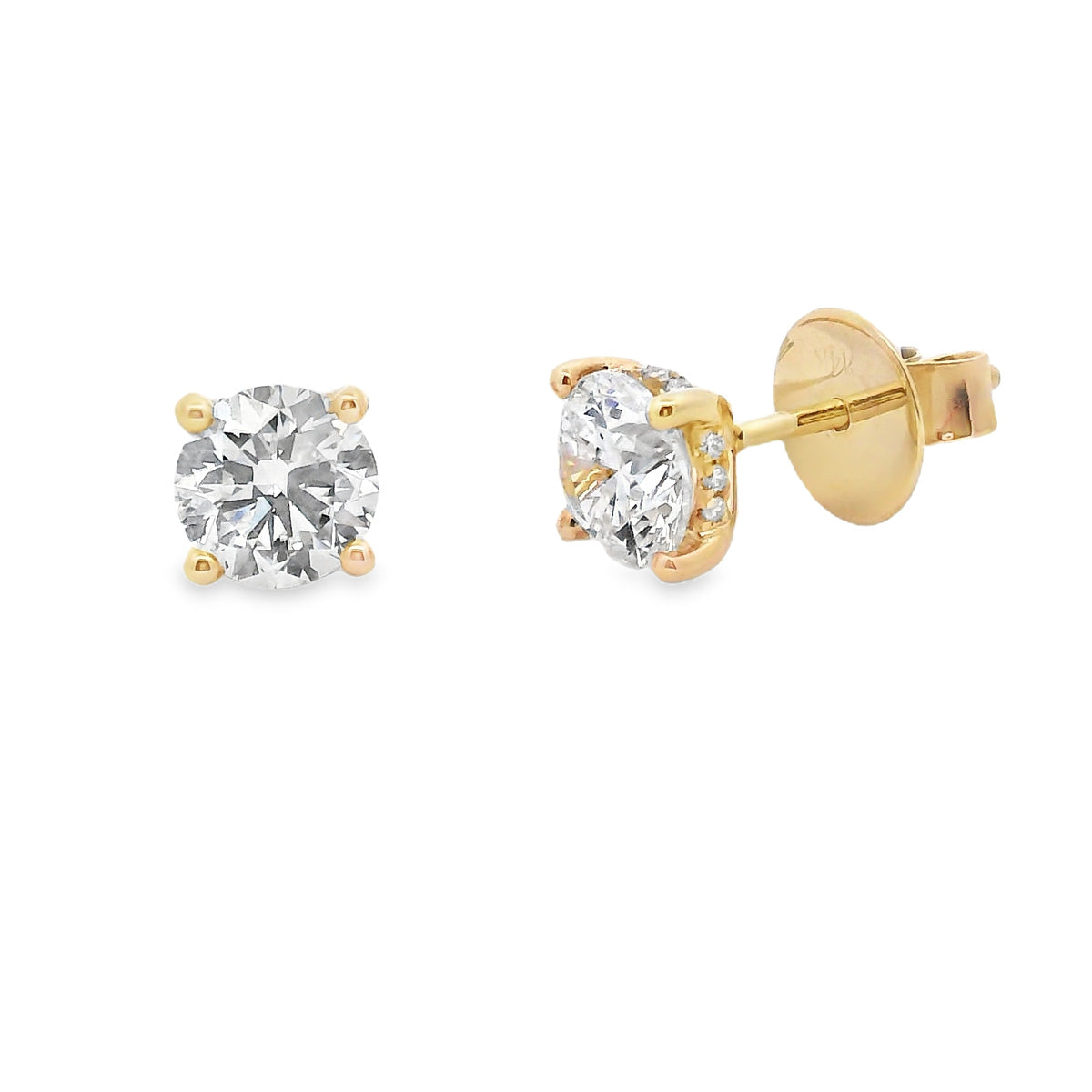 14ct Yellow Gold 2=1.98ct Lab Grown Diamond Studs