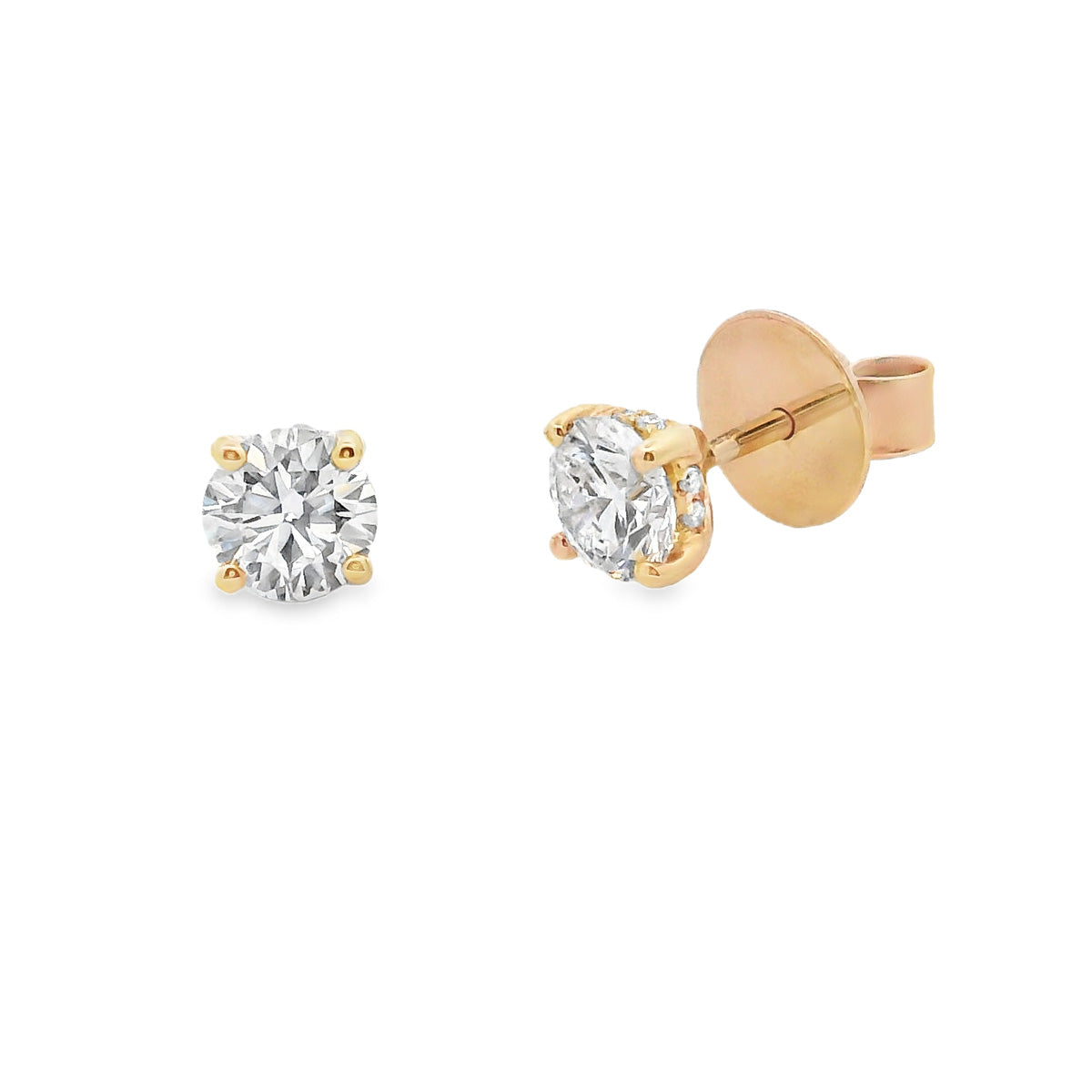 14ct Yellow Gold 2=1.02ct Lab Grown Diamond Studs