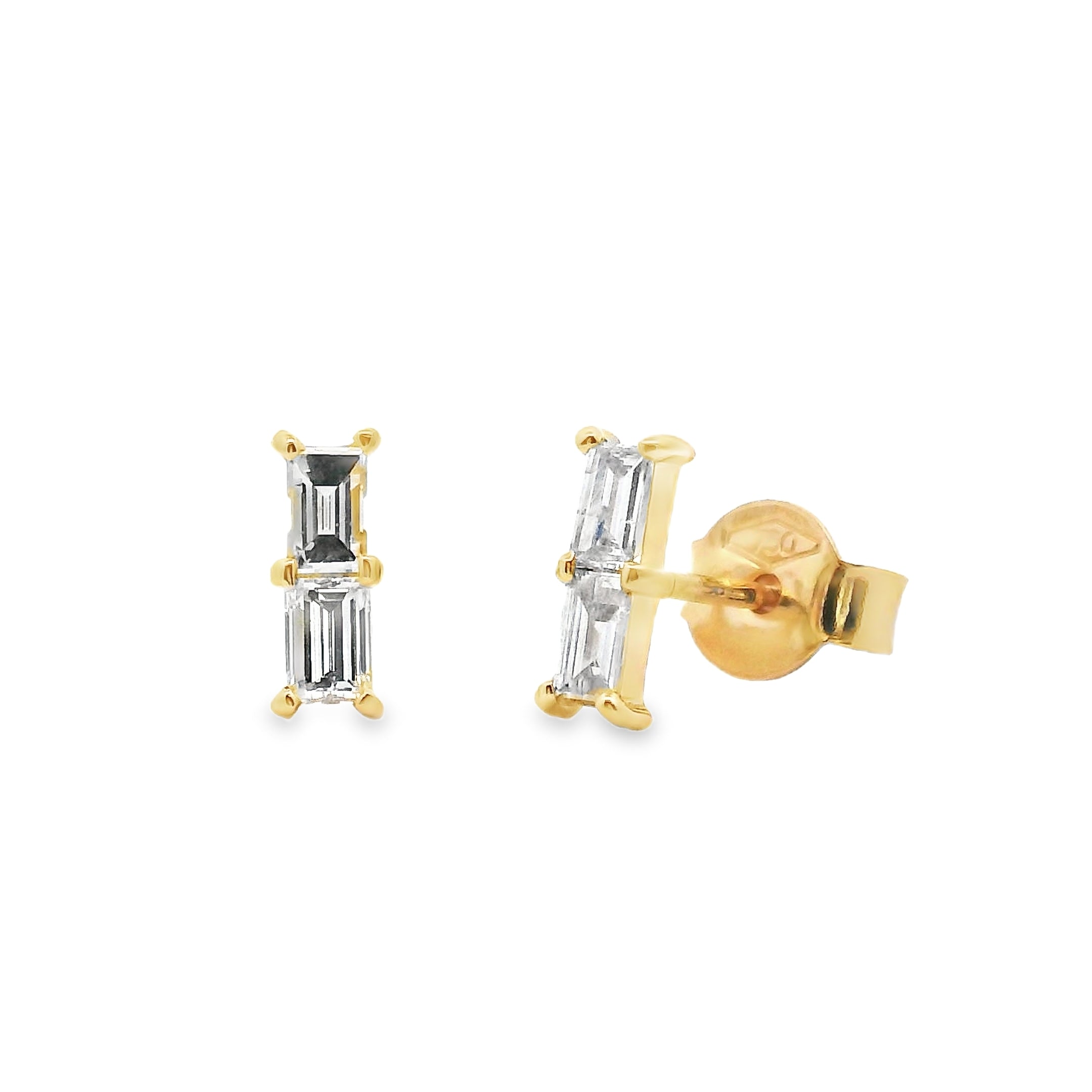 18ct Yellow Gold Baguette Diamond Studs