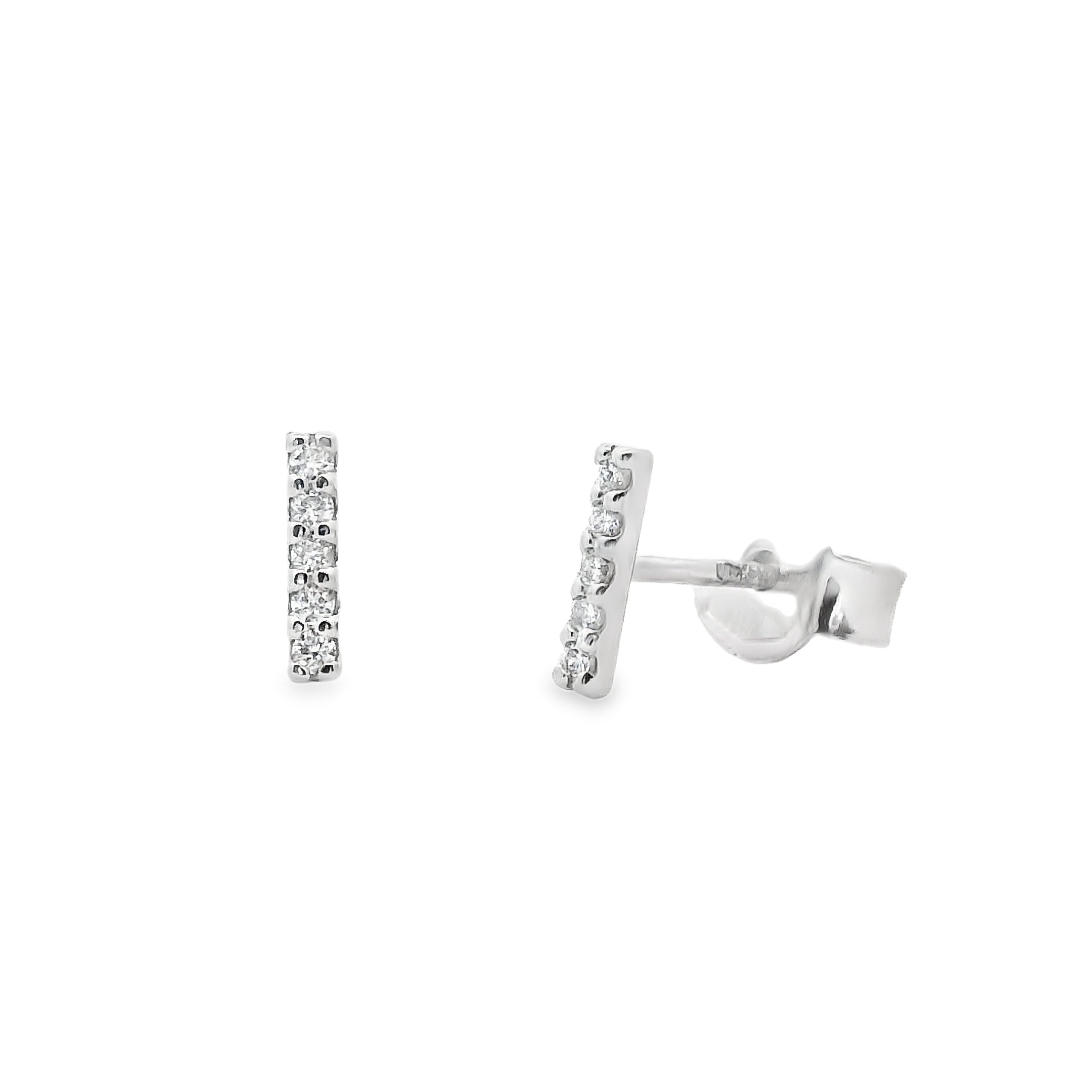 18ct White Gold Diamond Bar Studs