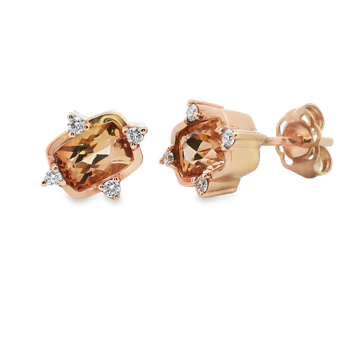 9ct Yellow Gold Topaz and Diamond Studs