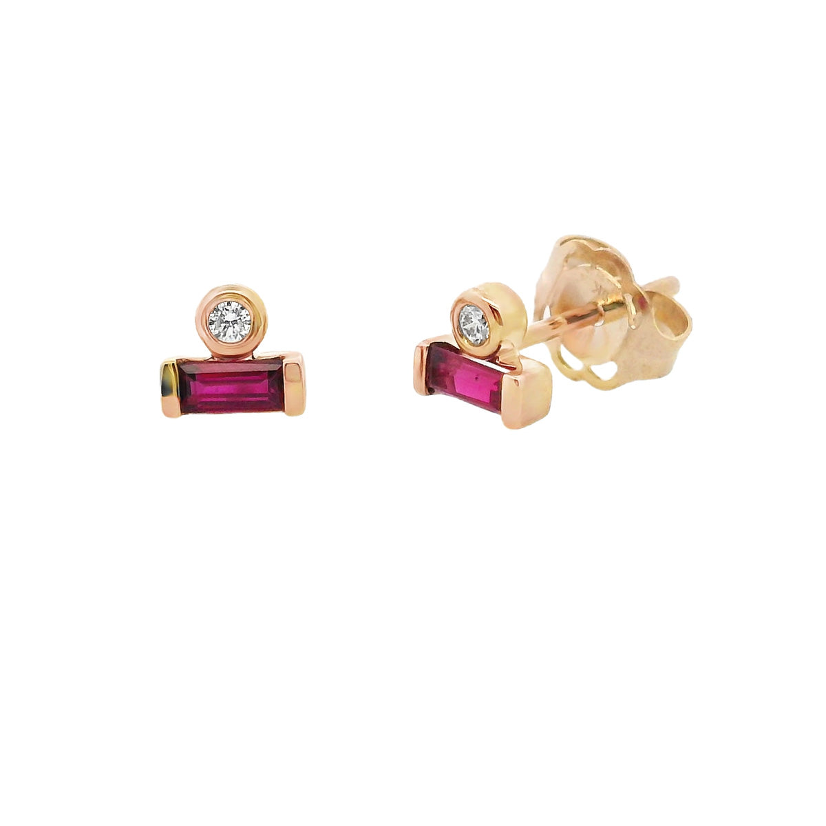 9ct Yellow Gold Ruby and Diamond Studs