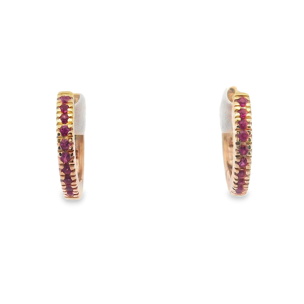 9ct Yellow Gold Ruby Huggies
