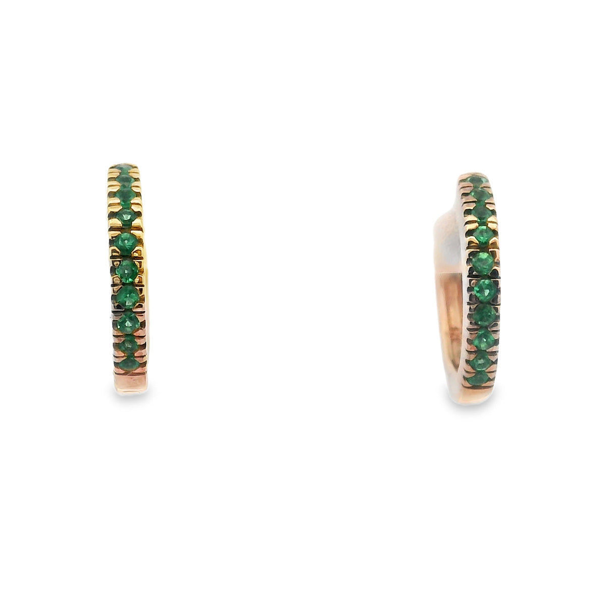 9ct Yellow Gold Emerald Huggies