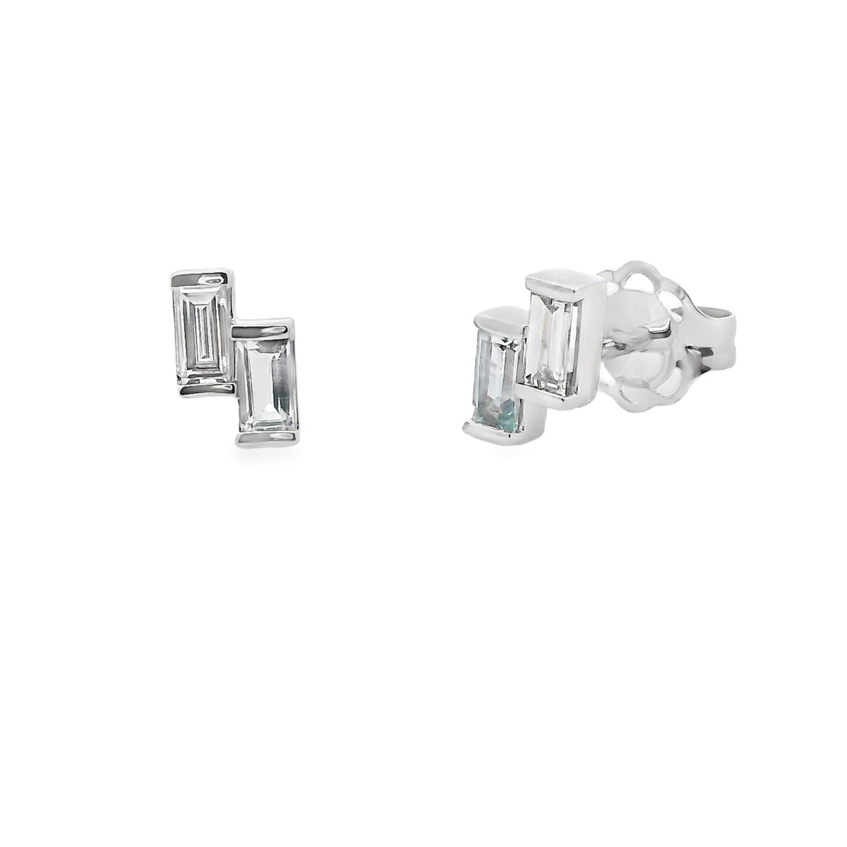 9ct White Gold Topaz and Diamond Studs