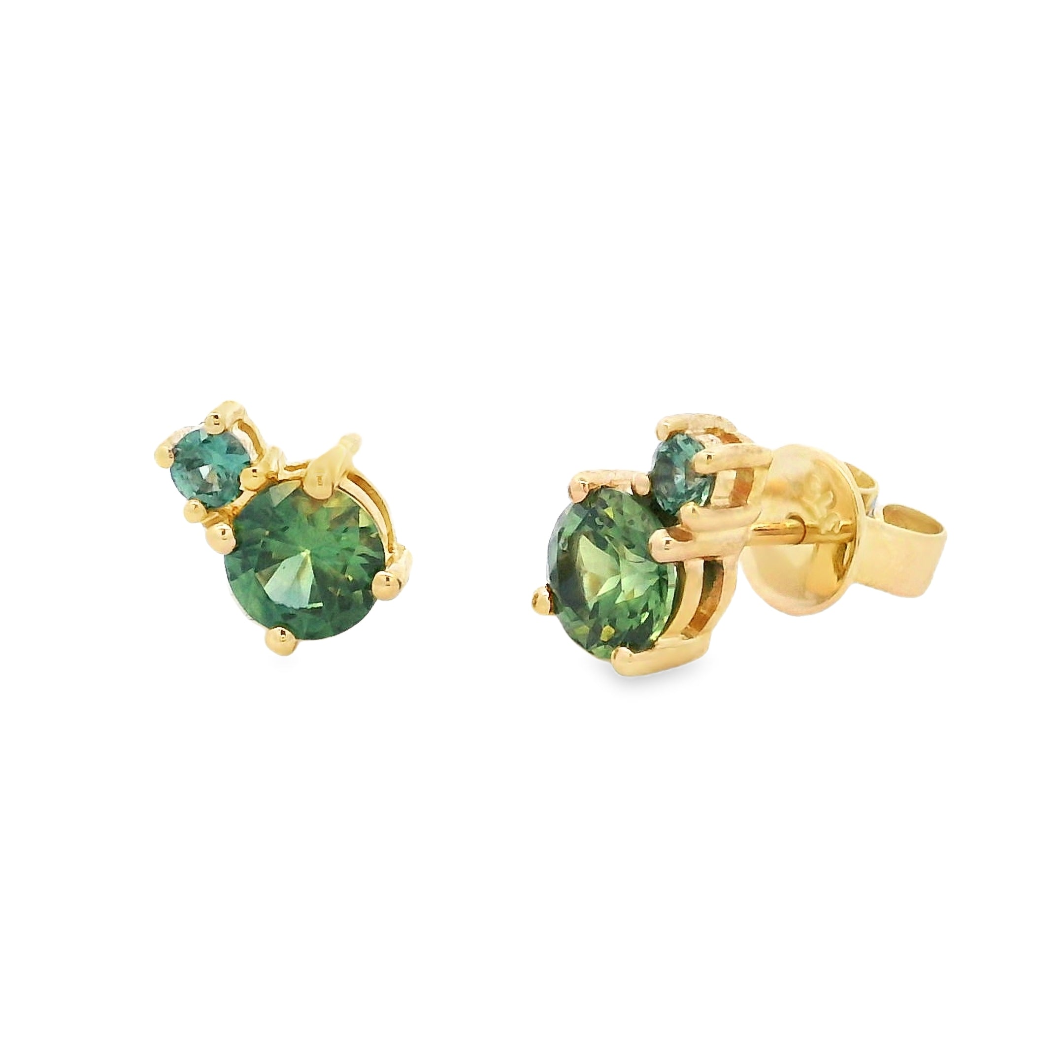 9ct Yellow Gold Teal Sapphire Studs