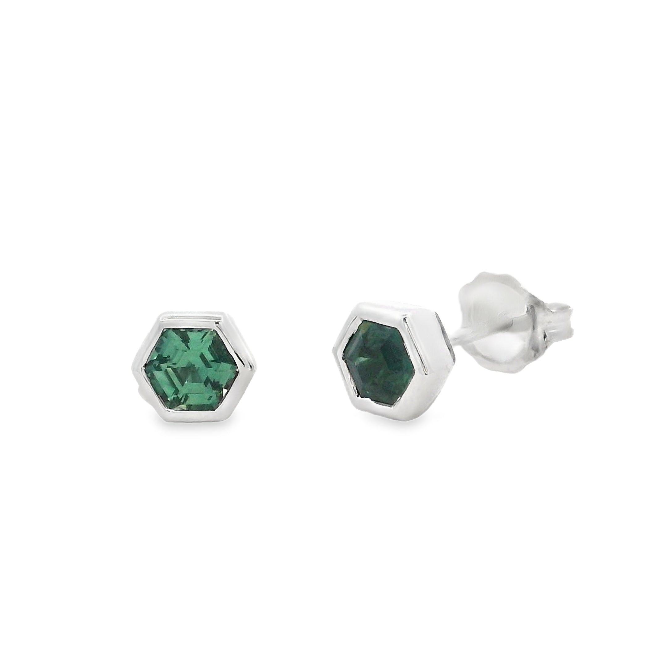 9ct White Gold Teal Sapphire Studs