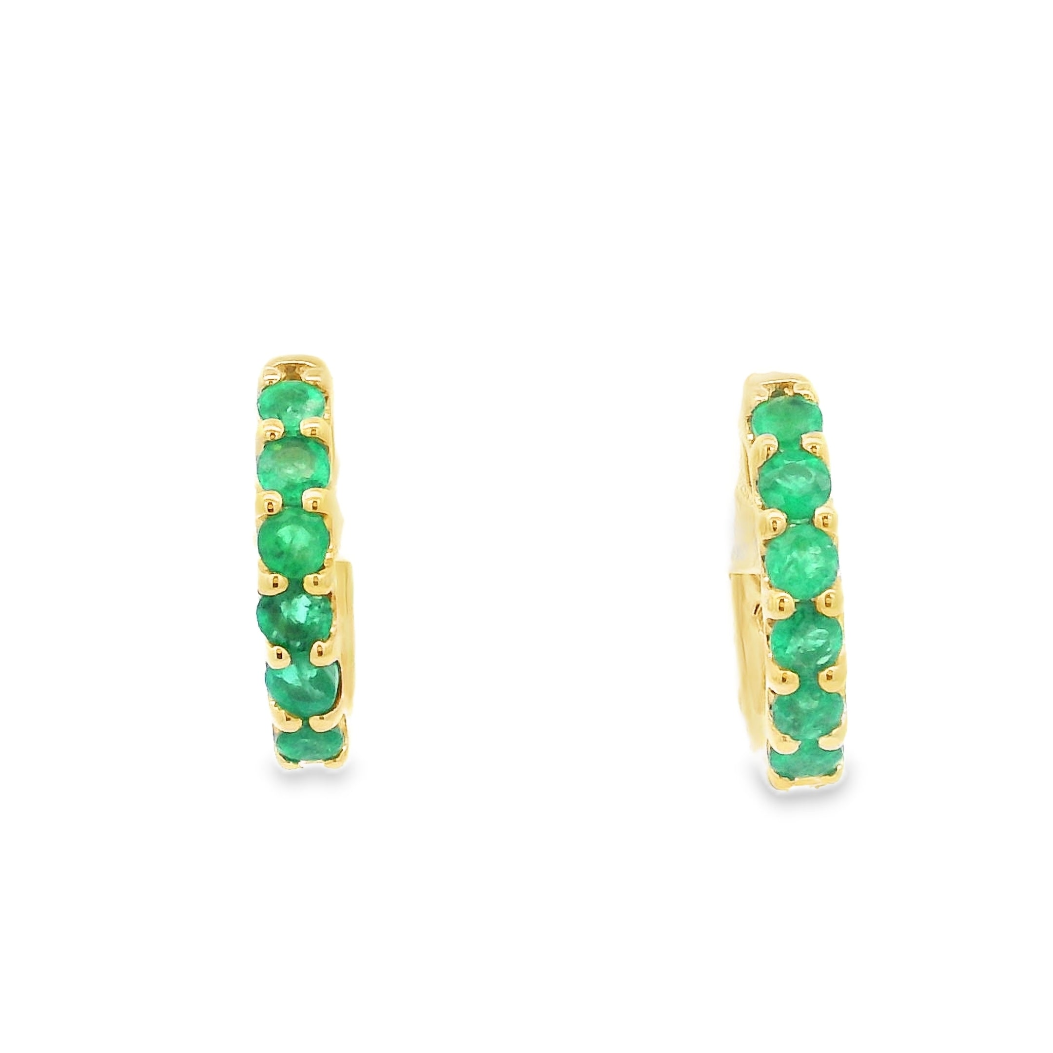 9ct Yellow Gold Emerald & Diamond Reversible Huggies
