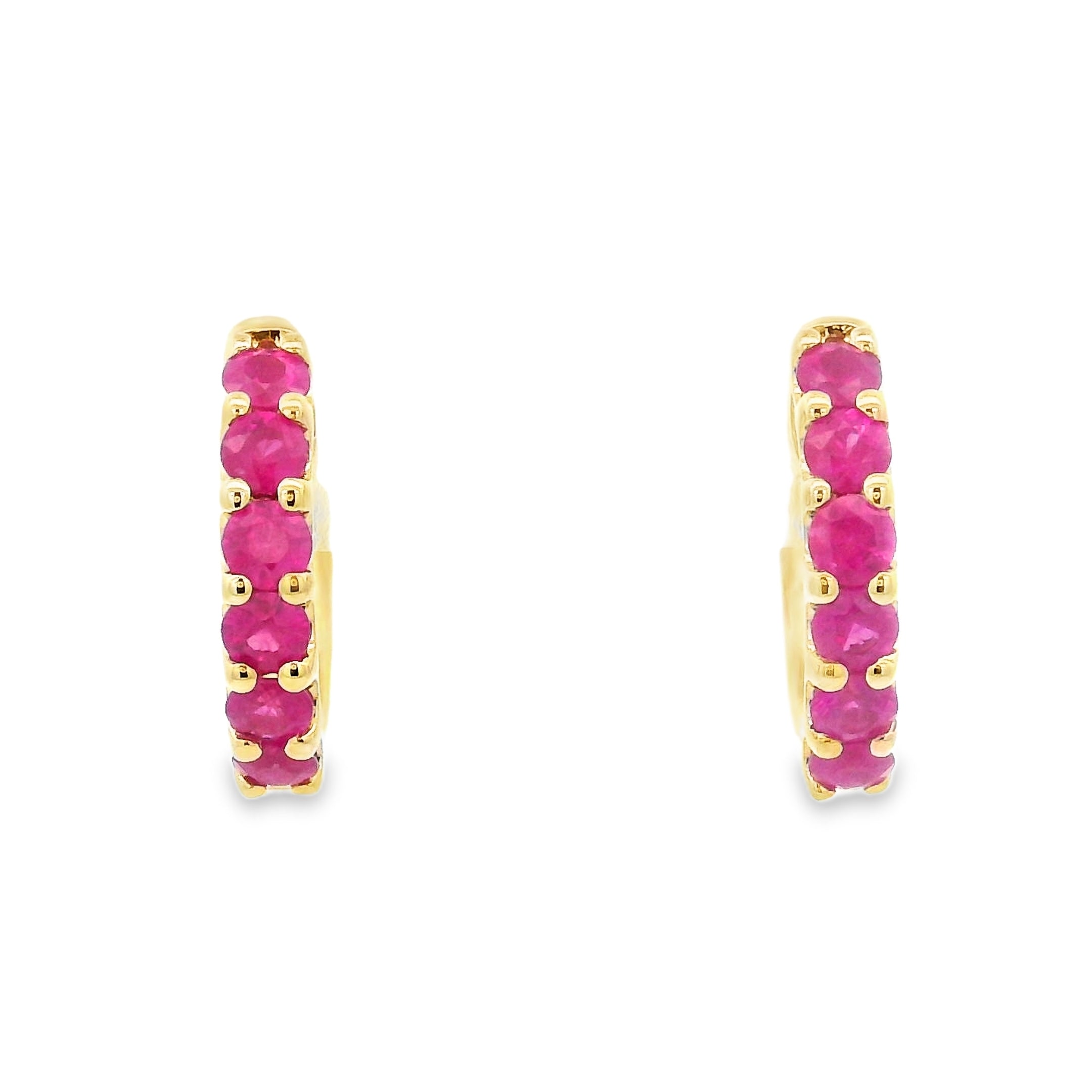 9ct Yellow Gold Ruby & Diamond Reversible Huggies