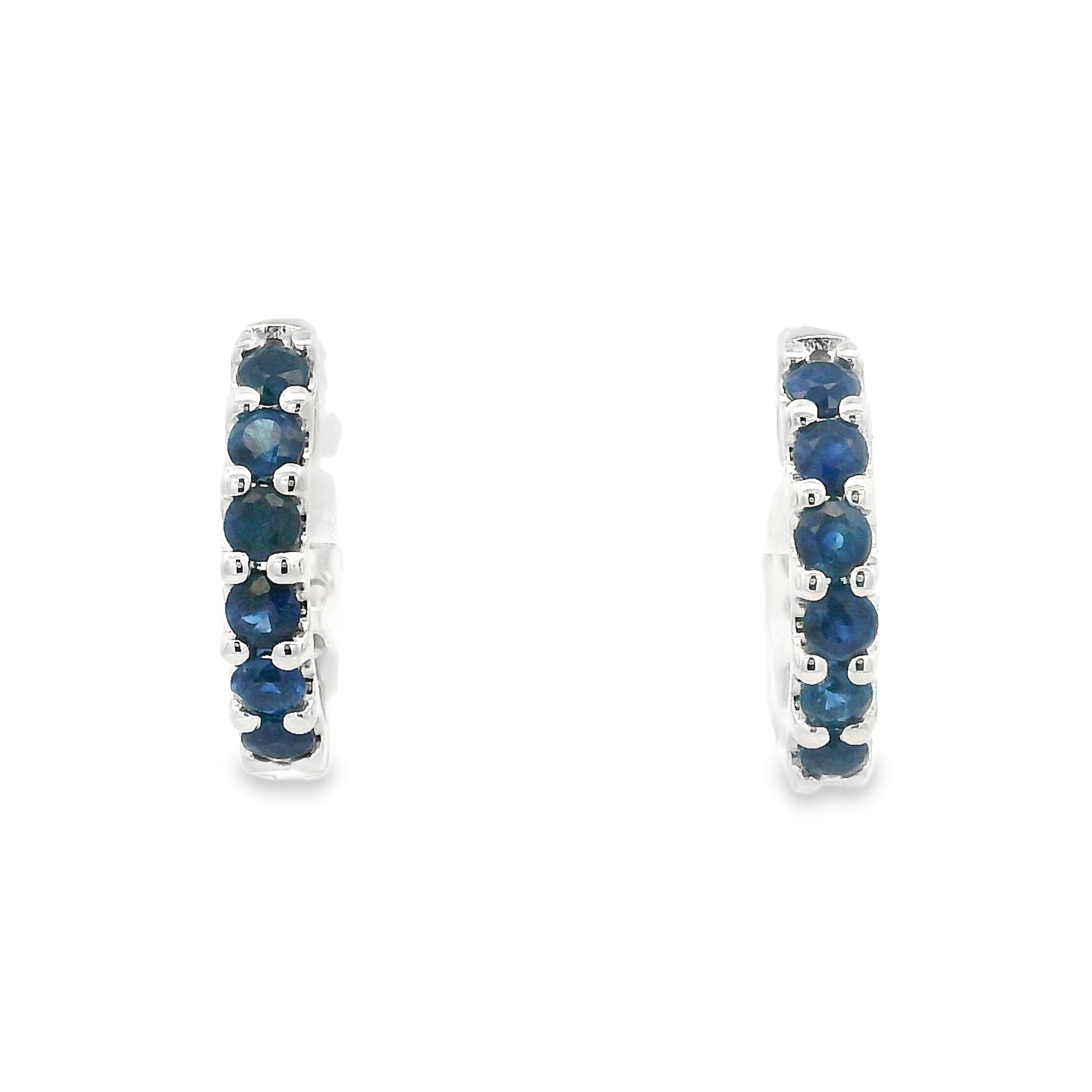 9ct White Gold Sapphire & Diamond Reversible Huggies