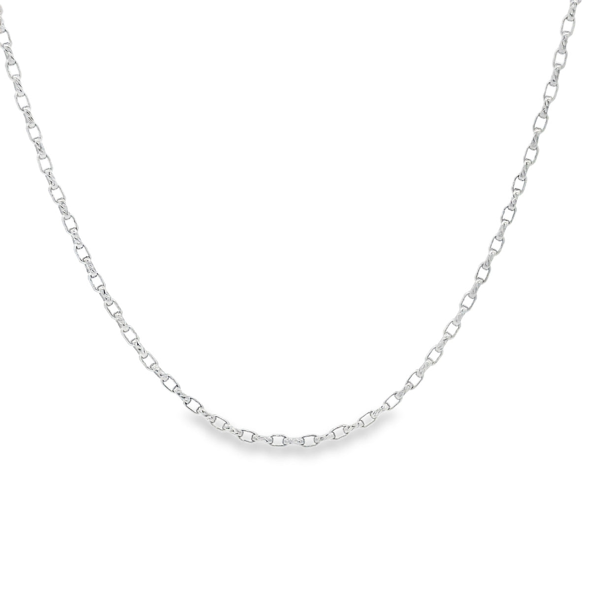 9ct White Gold Oval Belcher Chain