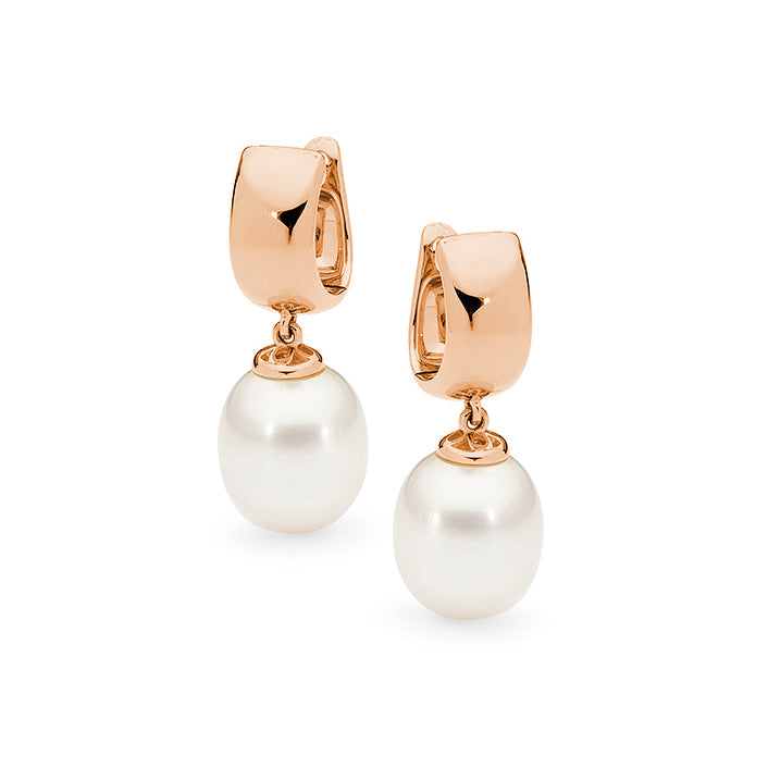 9ct Rose Gold Freshwater Pearl Huggies