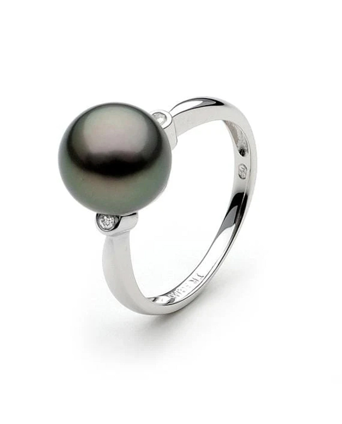 9ct White Gold Tahitian Pearl & Diamond Ring
