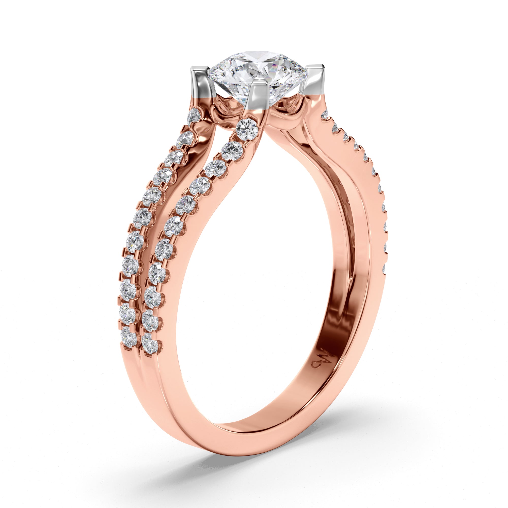 Round Diamond Engagement Ring with Split Diamond Band