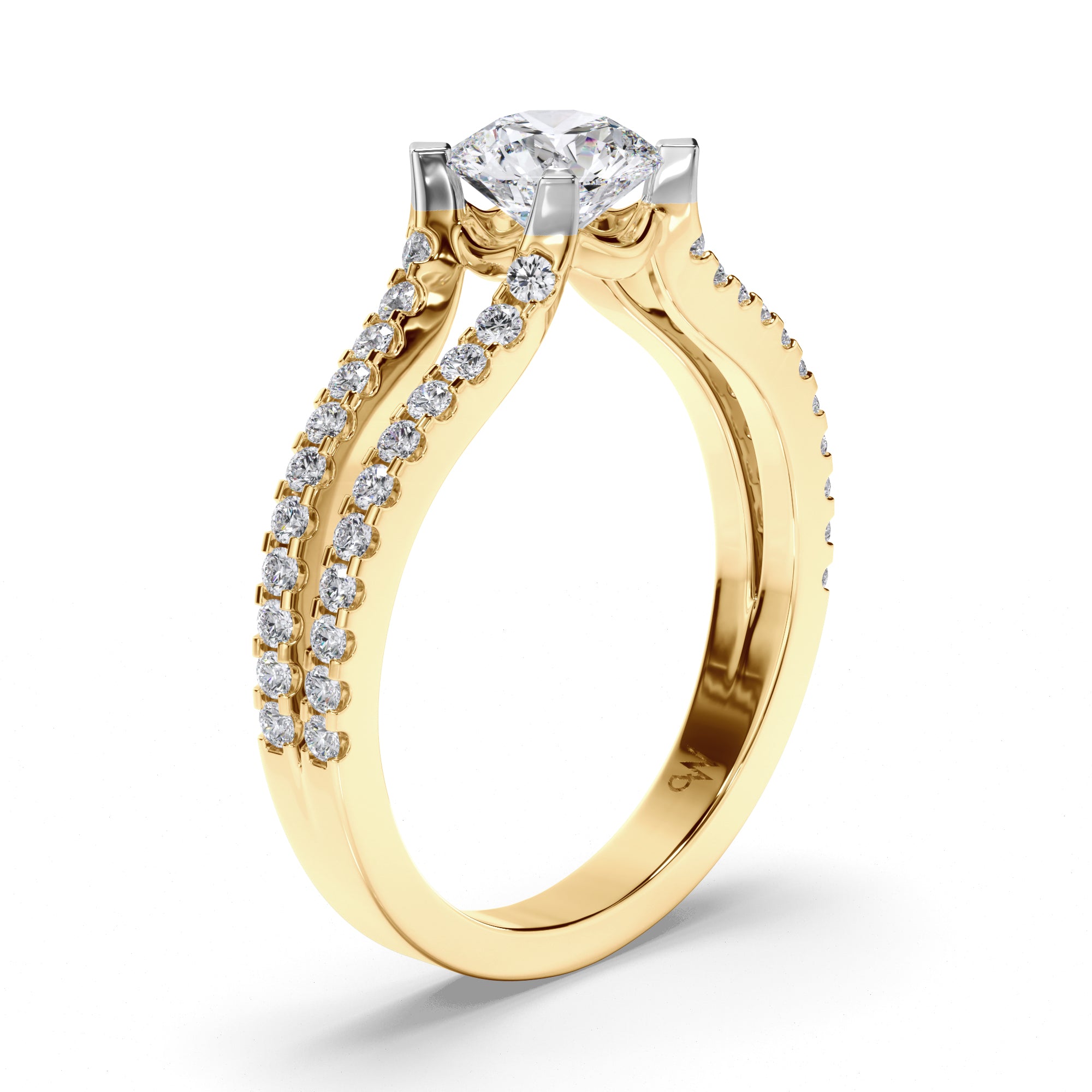Round Diamond Engagement Ring with Split Diamond Band