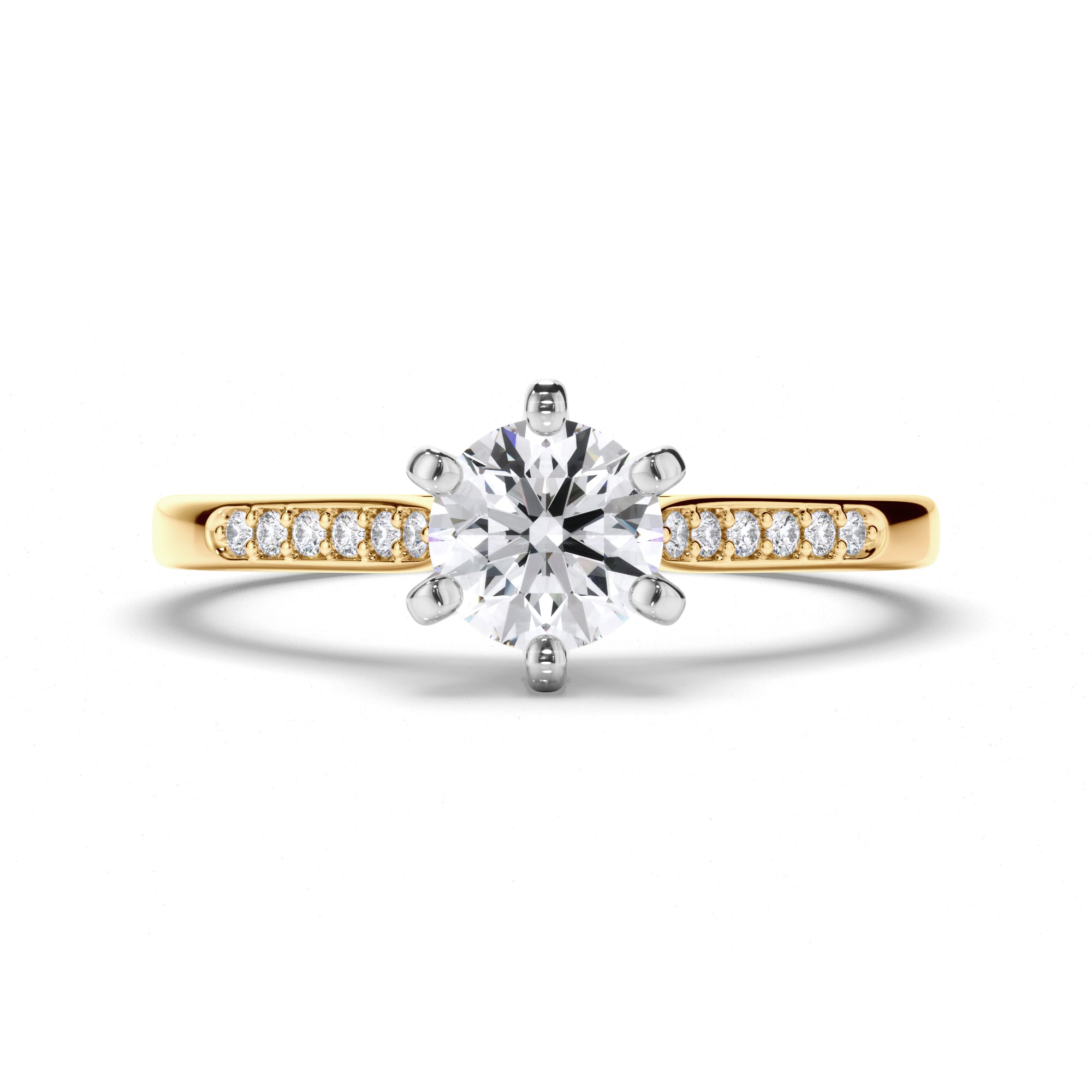 Round Diamond Engagement Ring with Bead Set Band