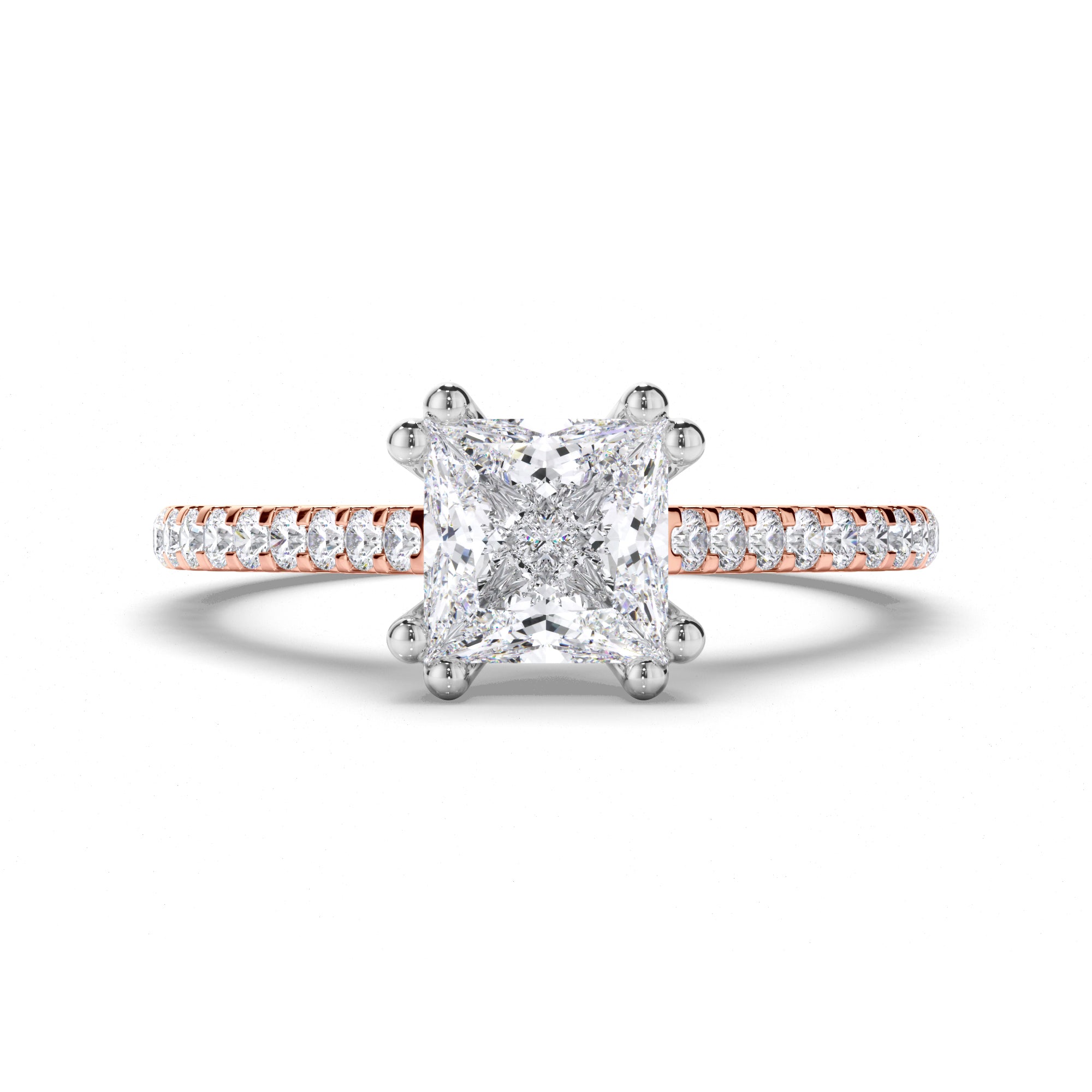 Princess Cut Diamond Engagement Ring with Cut Claw Band