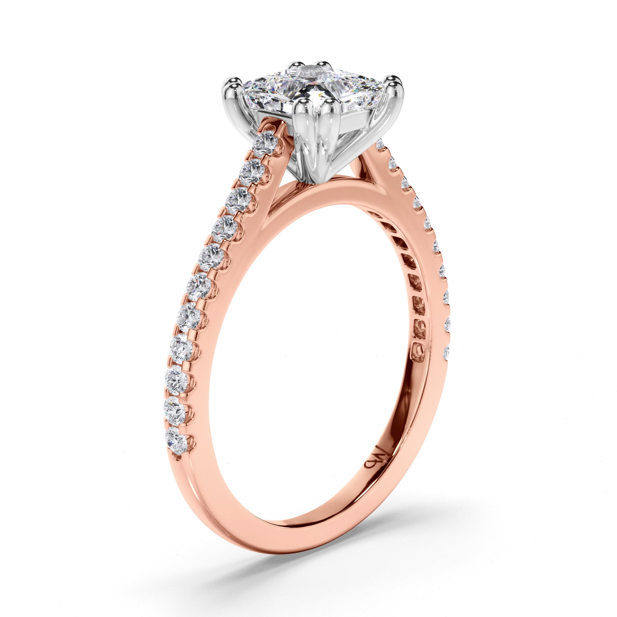 Princess Cut Diamond Engagement Ring with Cut Claw Band