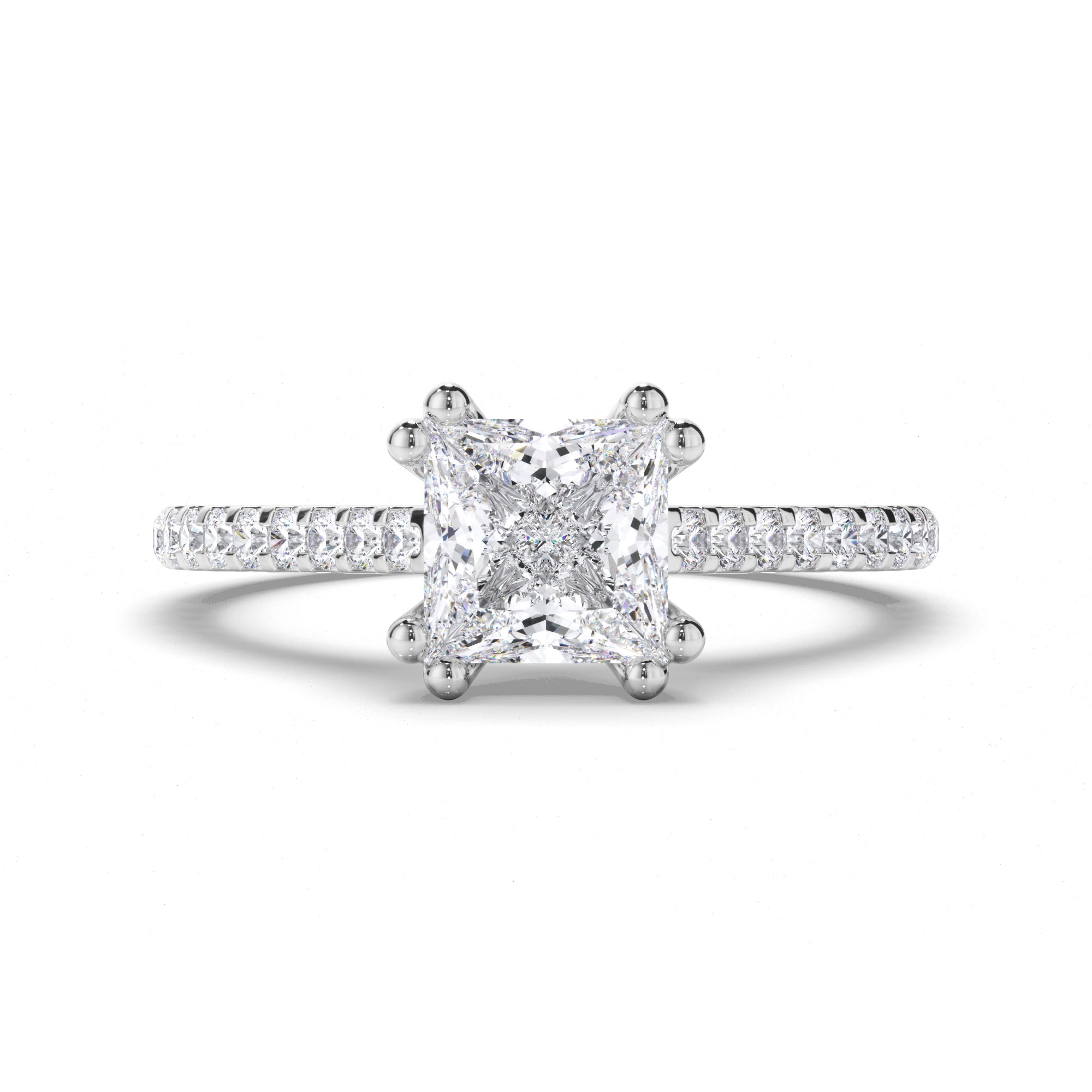 Princess Cut Diamond Engagement Ring with Cut Claw Band
