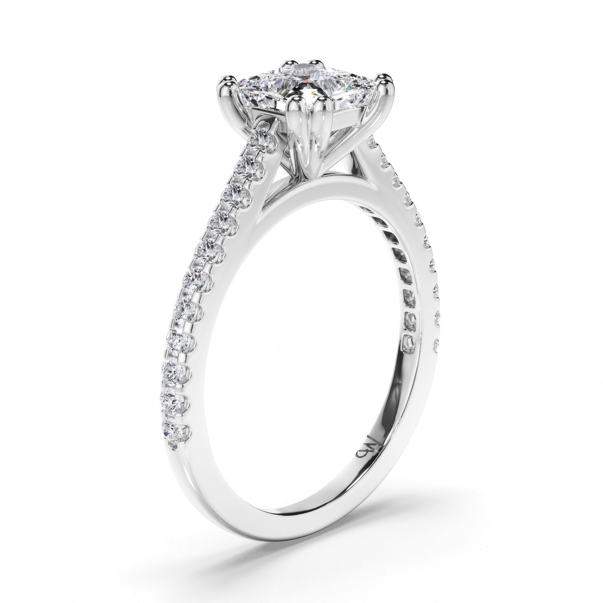 Princess Cut Diamond Engagement Ring with Cut Claw Band