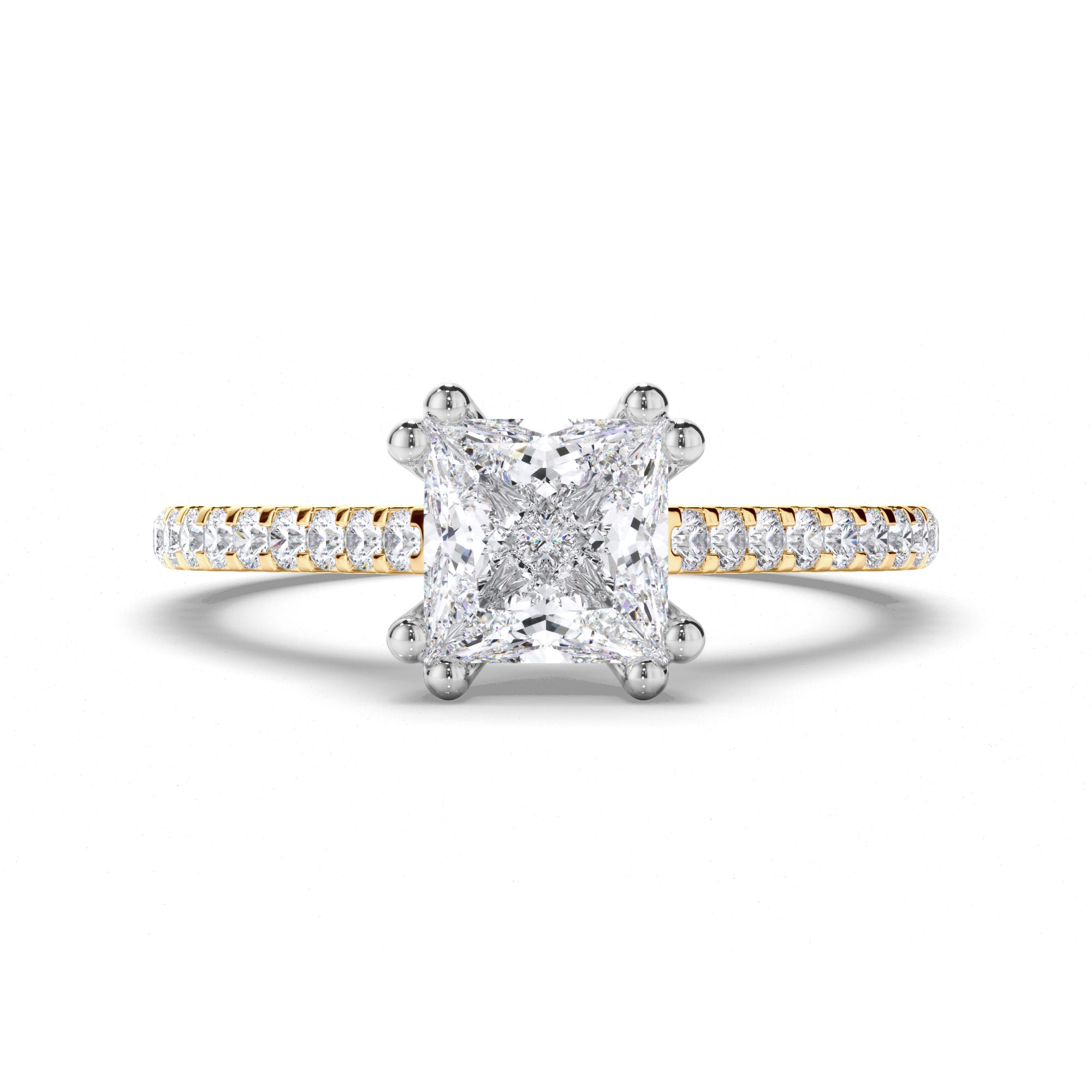 Princess Cut Diamond Engagement Ring with Cut Claw Band