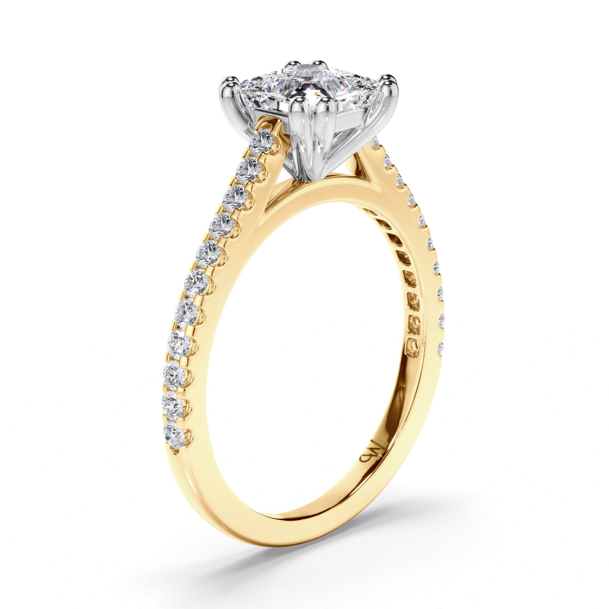 Princess Cut Diamond Engagement Ring with Cut Claw Band