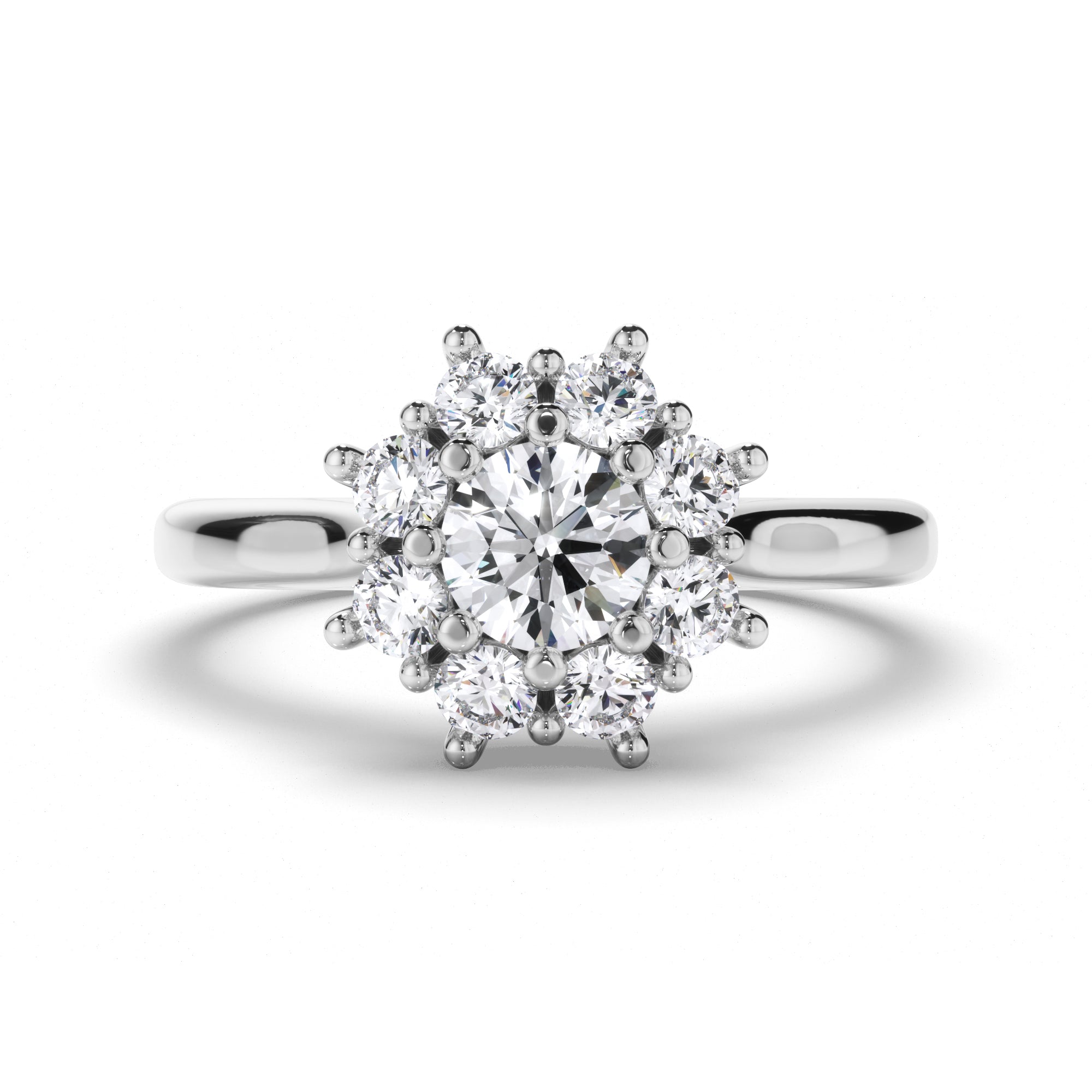 Round Diamond Engagement Ring with Cluster Halo