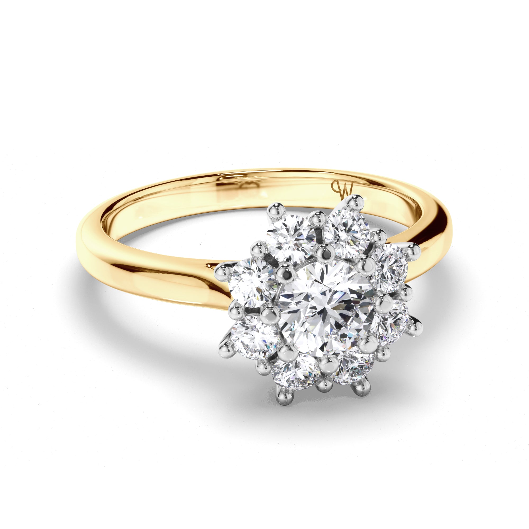 Round Diamond Engagement Ring with Cluster Halo