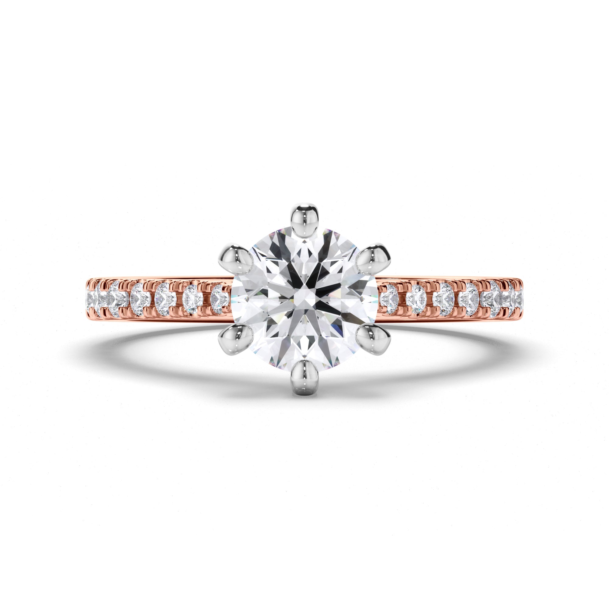 Round Diamond Engagement Ring with Cut Claw Band