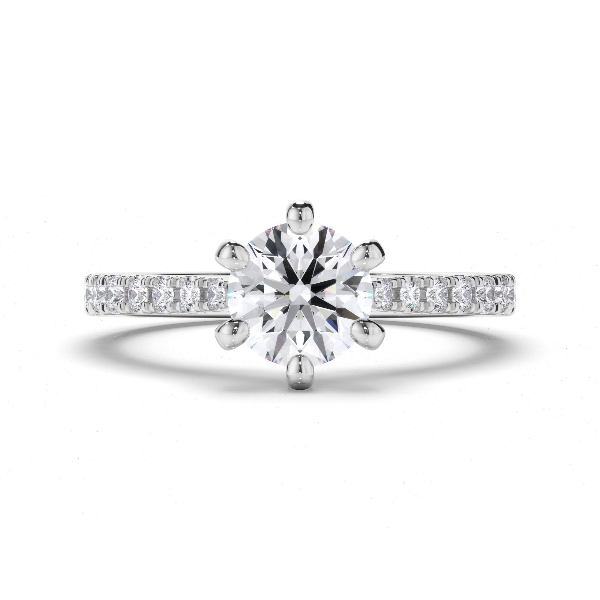 Round Diamond Engagement Ring with Cut Claw Band